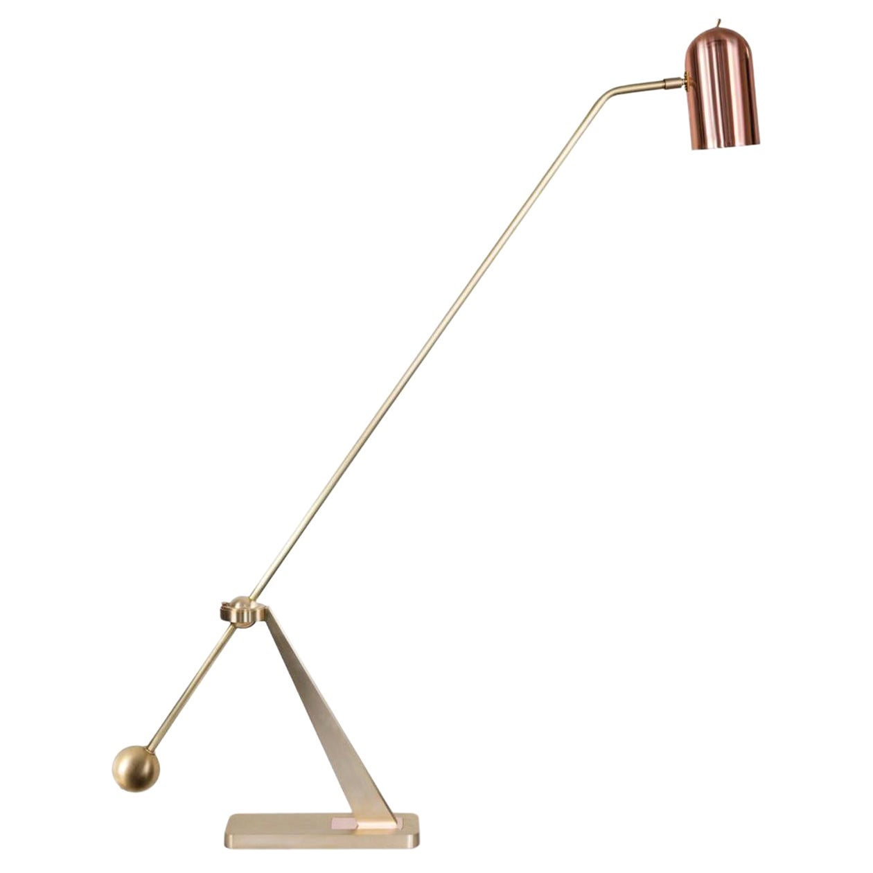 Stasis Floor Light, Brass + Copper by Bert Frank