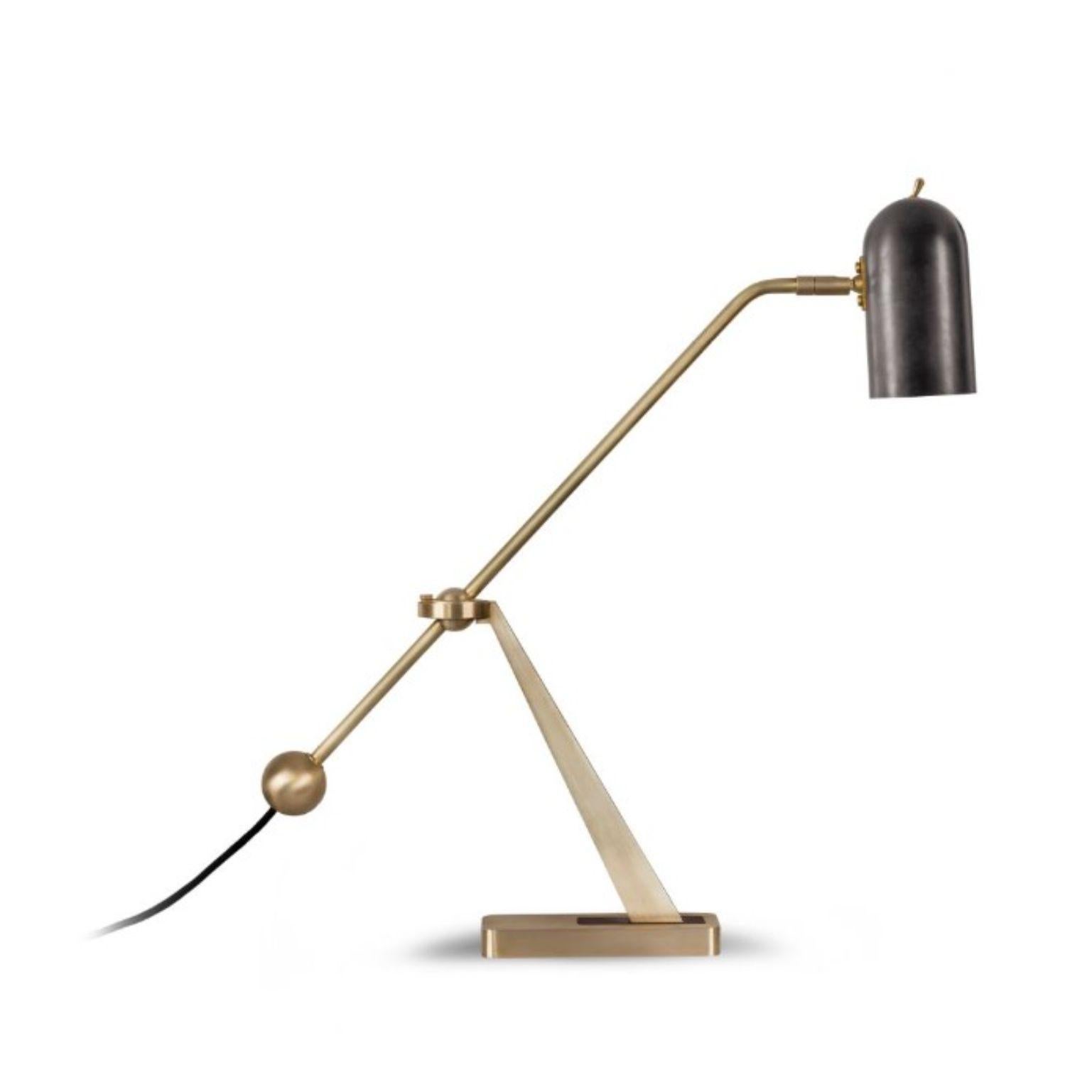 Modern Stasis Table Light, Brass + Bronze by Bert Frank