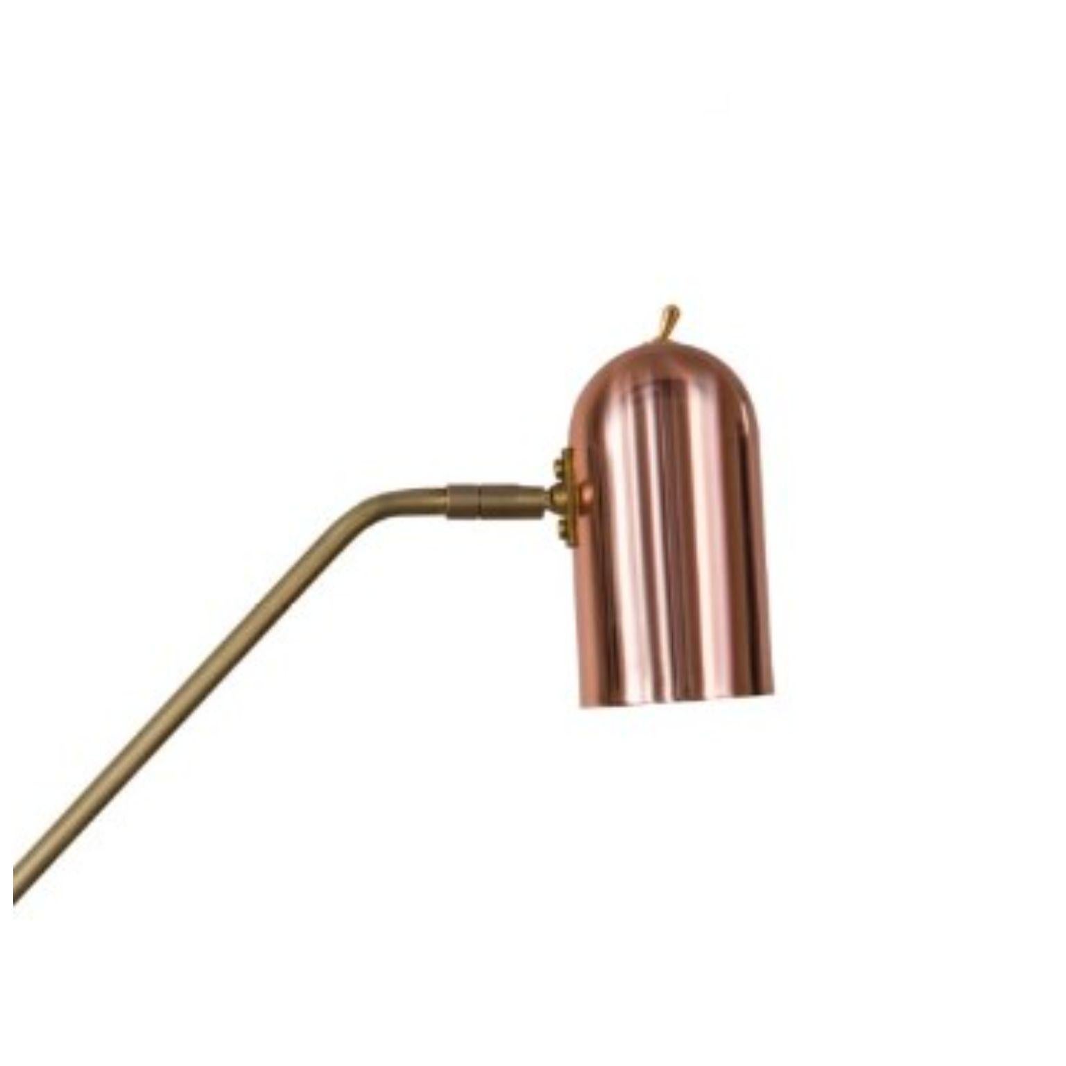 Contemporary Stasis Table Light, Brass + Polished Copper by Bert Frank For Sale