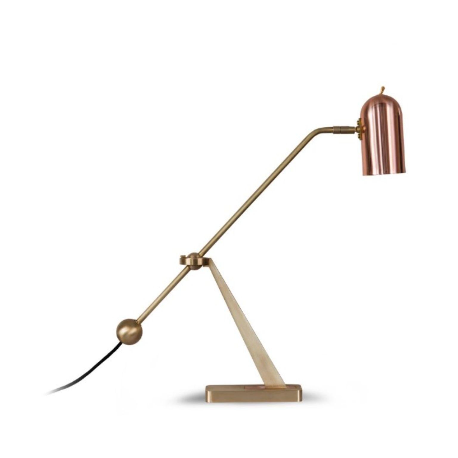 Stasis Table Light, Brass + Polished Copper by Bert Frank For Sale 2