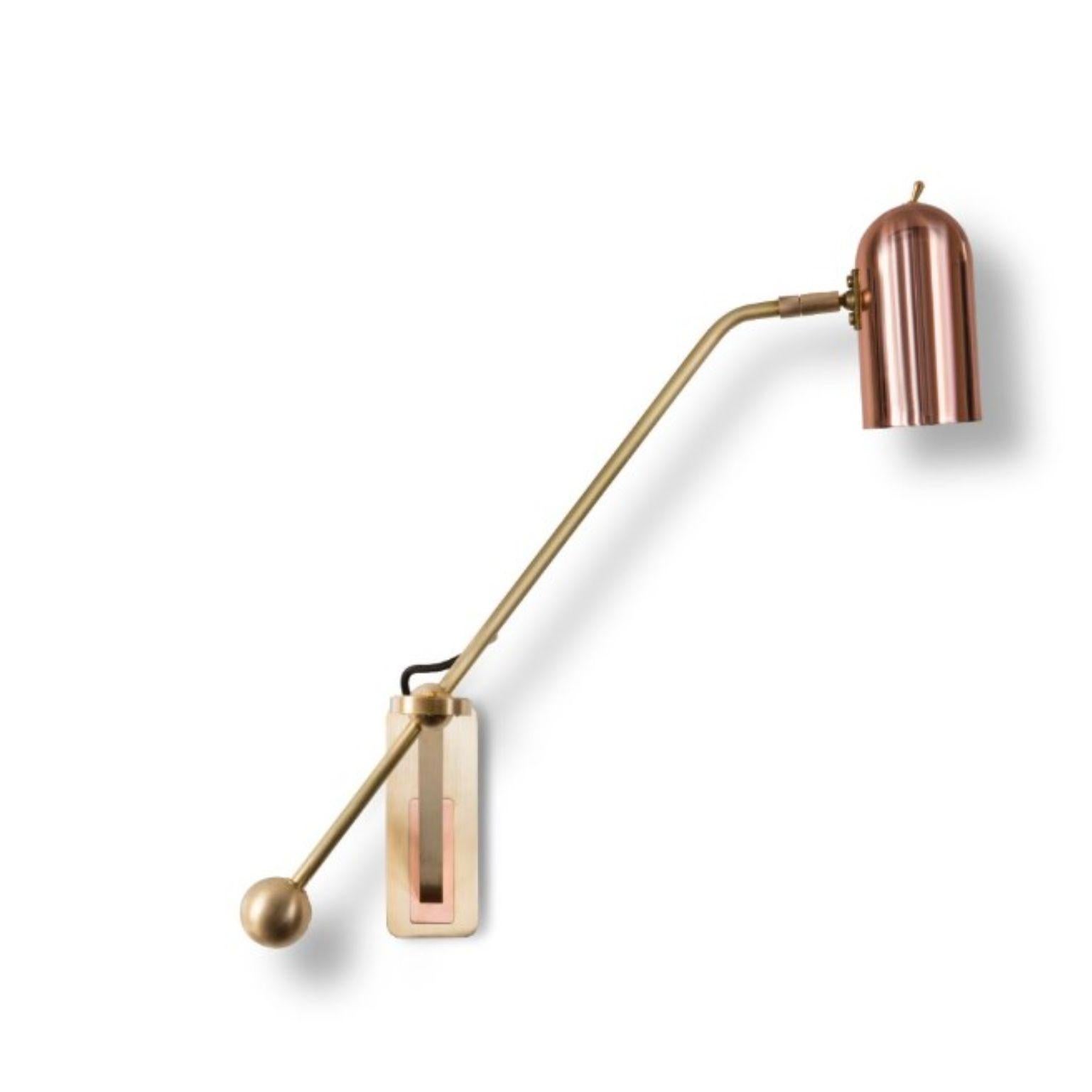 Stasis Wall Light, Brass +  Polished Copper by Bert Frank In New Condition In Geneve, CH
