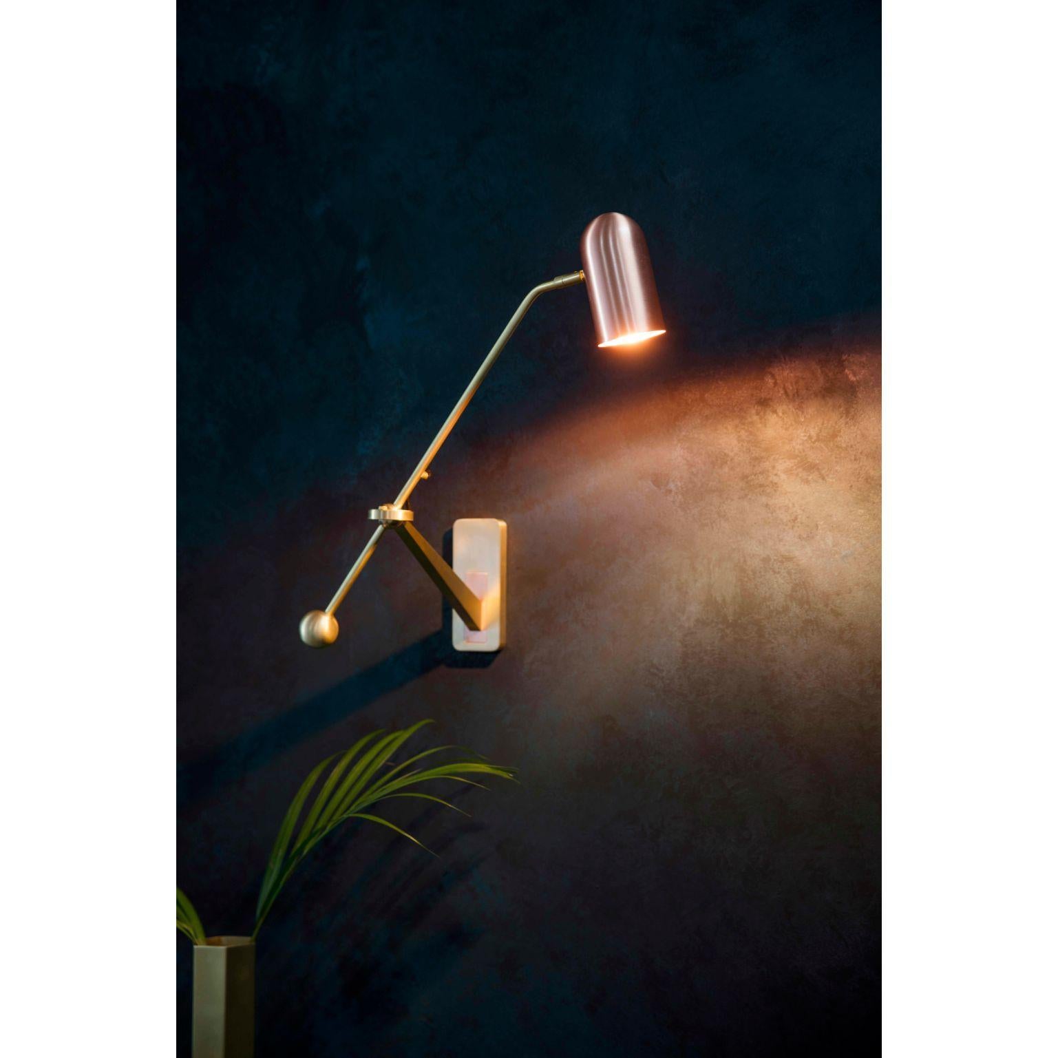 Contemporary Stasis Wall Light, Brass +  Polished Copper by Bert Frank For Sale