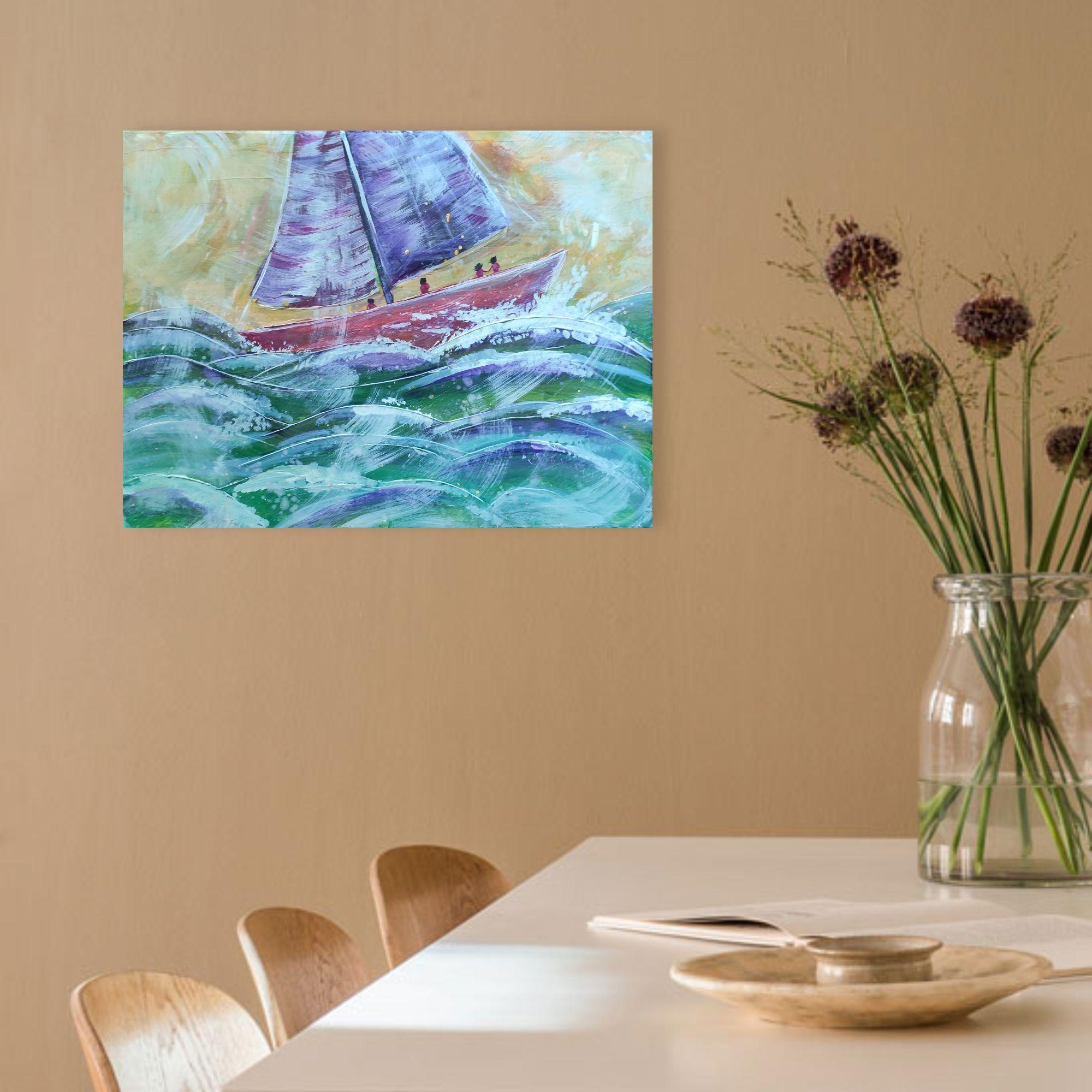 SAILBOAT. Peinture originale de Stasy Vo en vente 2