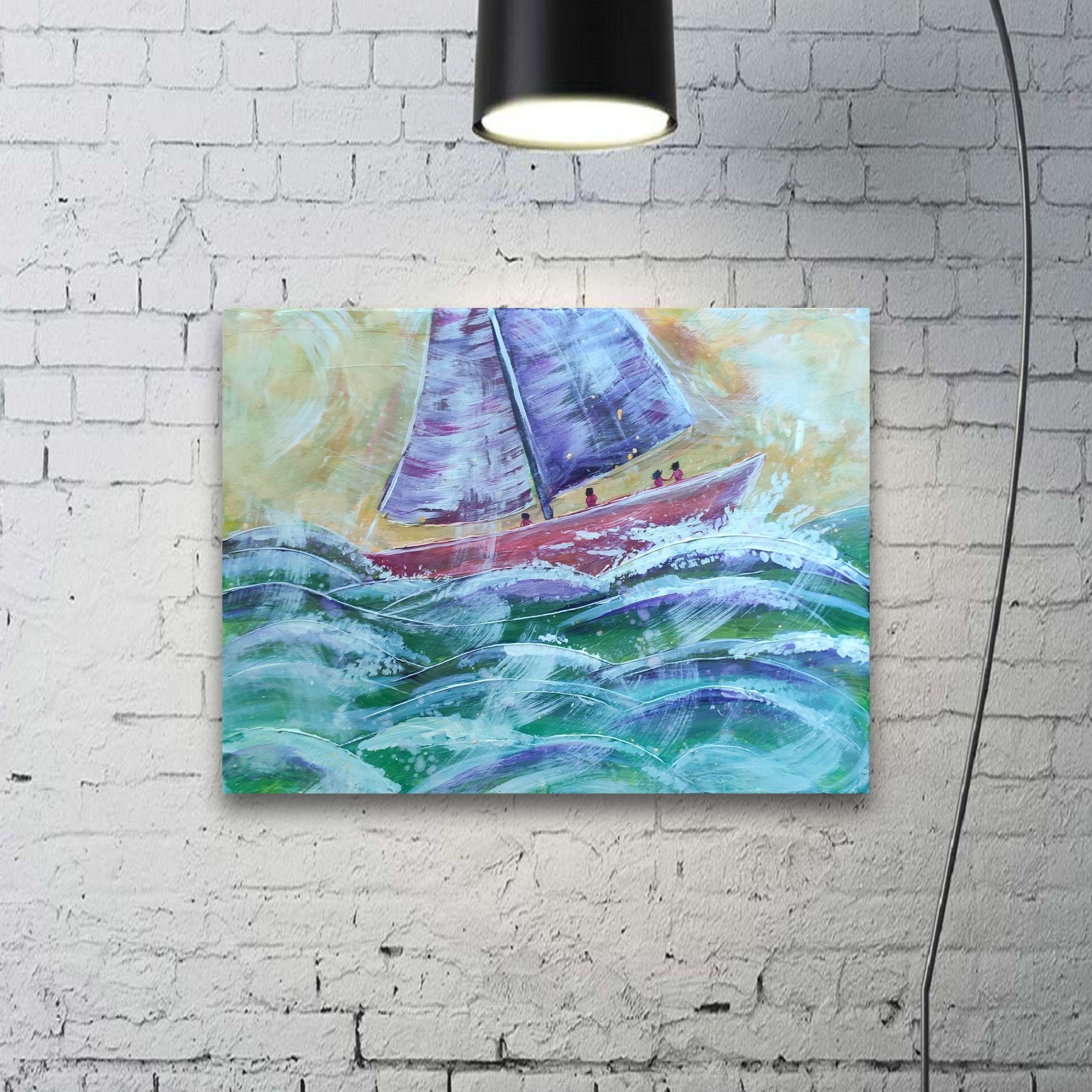 SAILBOAT. Peinture originale de Stasy Vo en vente 3