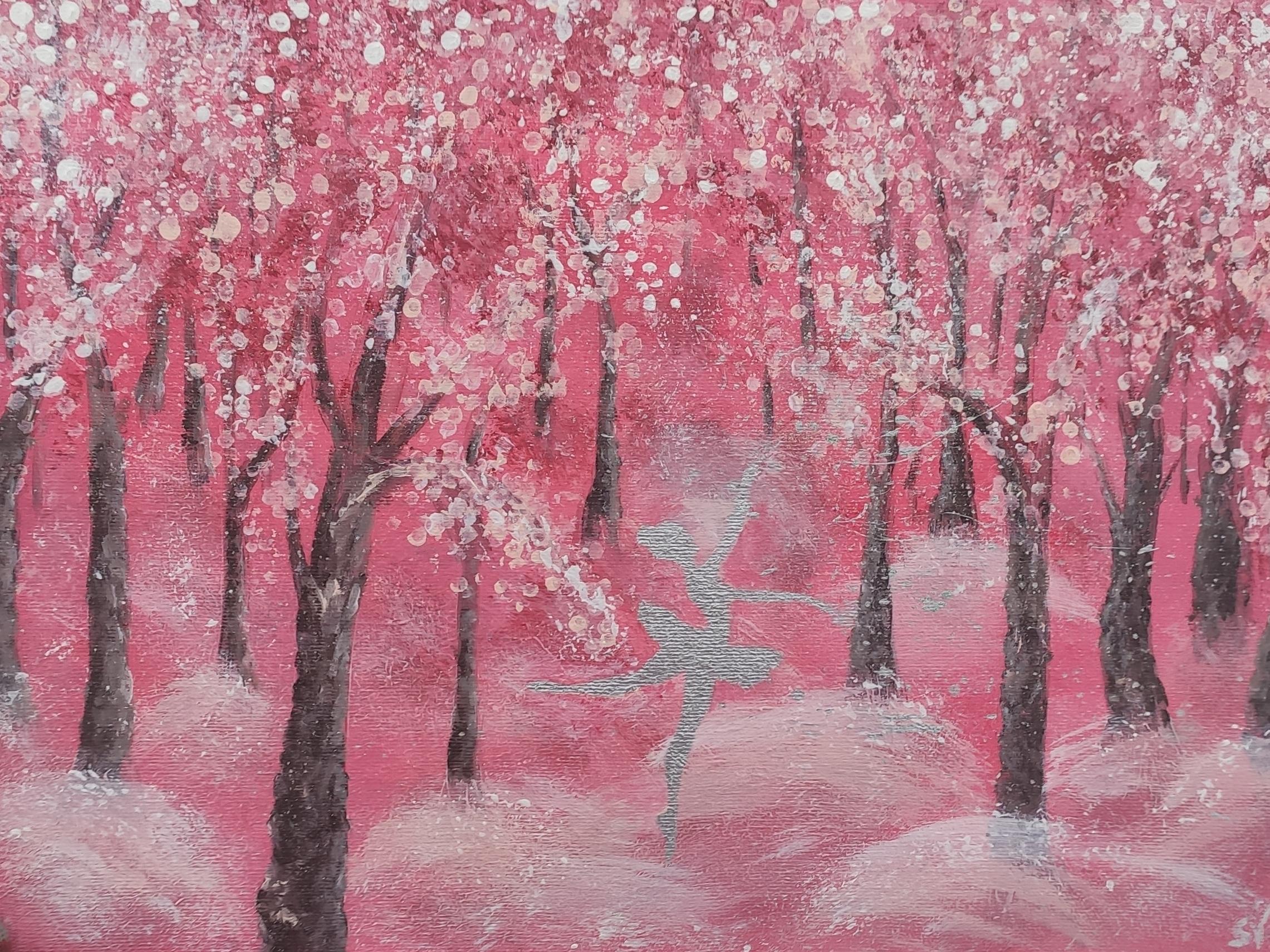 Fairy Sugar Plum Fairy in Magic Winter Woods, en argent. Peinture originale de Stasy Vo en vente 8