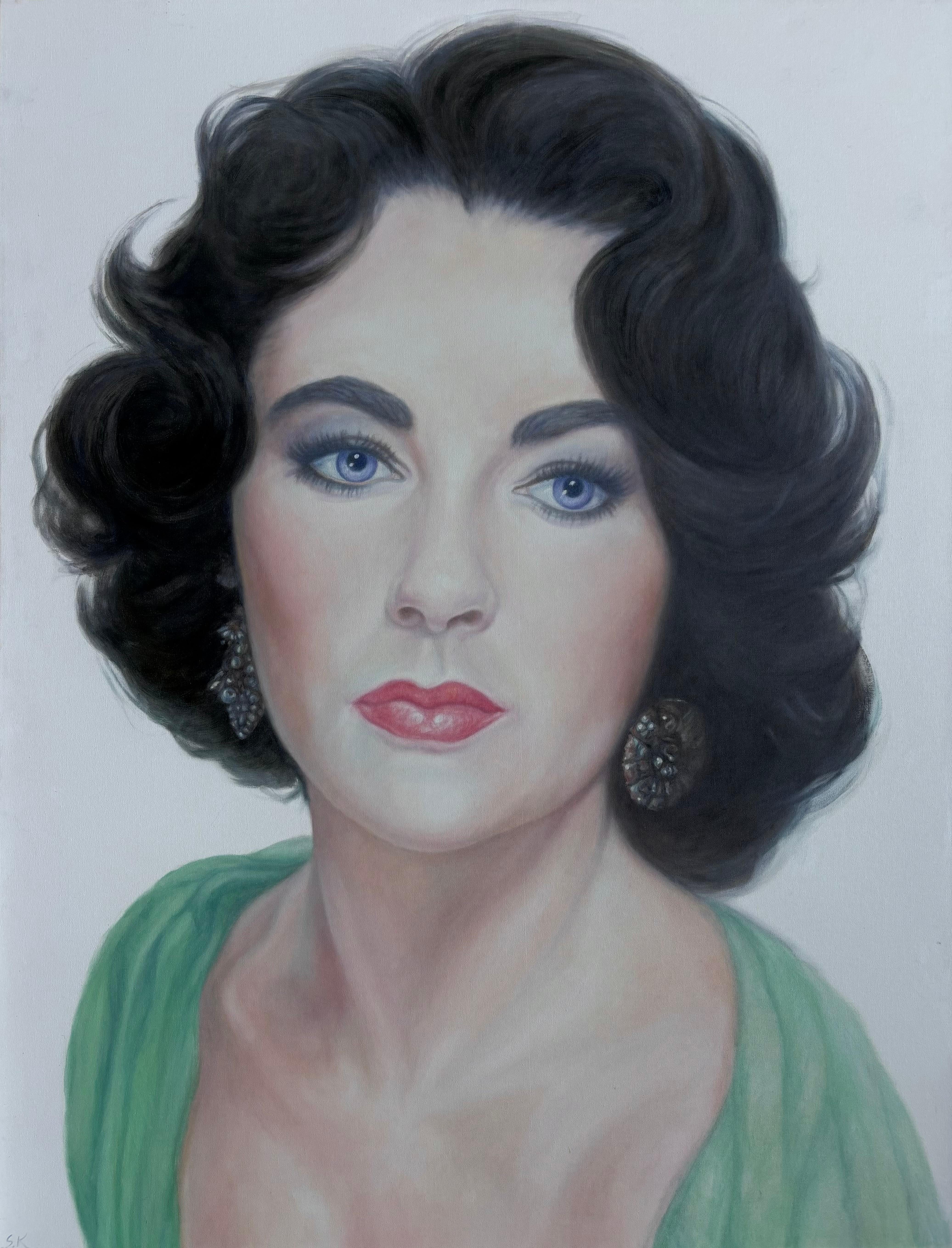 Staszek Kotowski Portrait Painting – Elizabeth Taylor Porträt Öl auf Leinwand