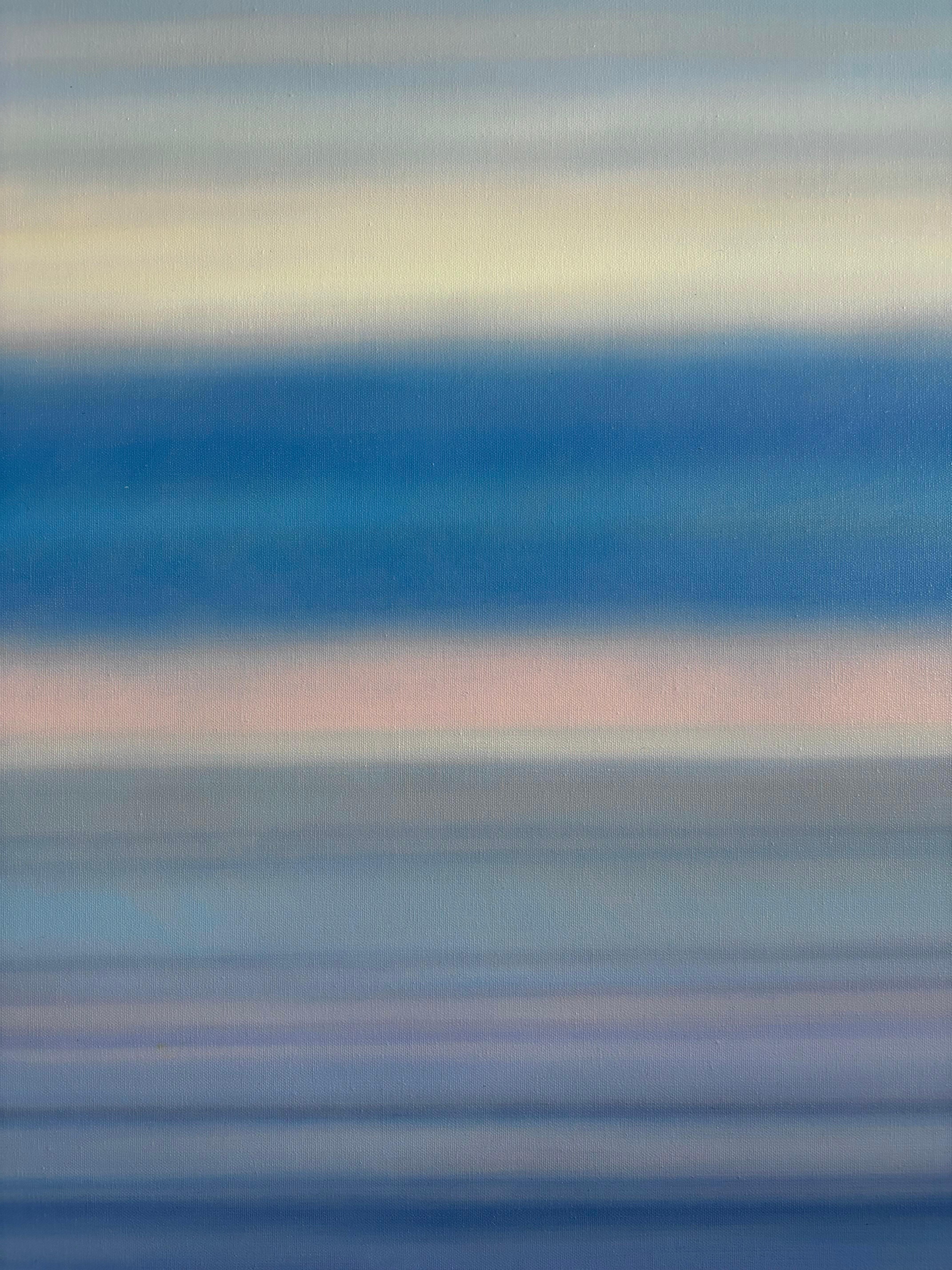 Horizon Blue Abstract Oil on Canvas - Abstract Expressionist Painting by Staszek Kotowski