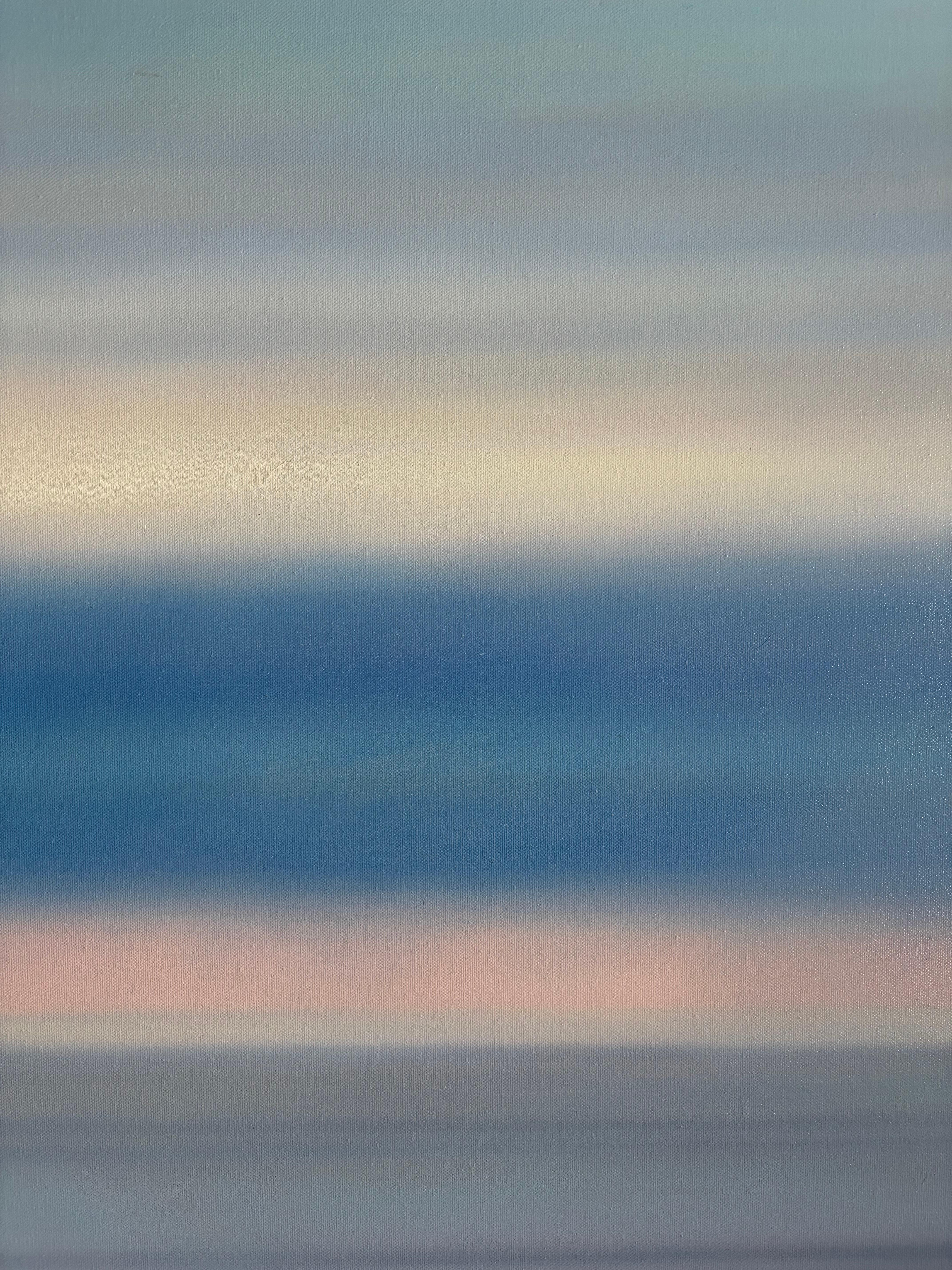 Horizon, Blue Abstract
Artist signed verso, initials front right corner with certificate.
Staszek Kotowski studied at Warsaw’s Academy of Fine Arts from 1979 to 1985. 
After he had been awarded a Master’s degree in Fine Art, he taught there as an