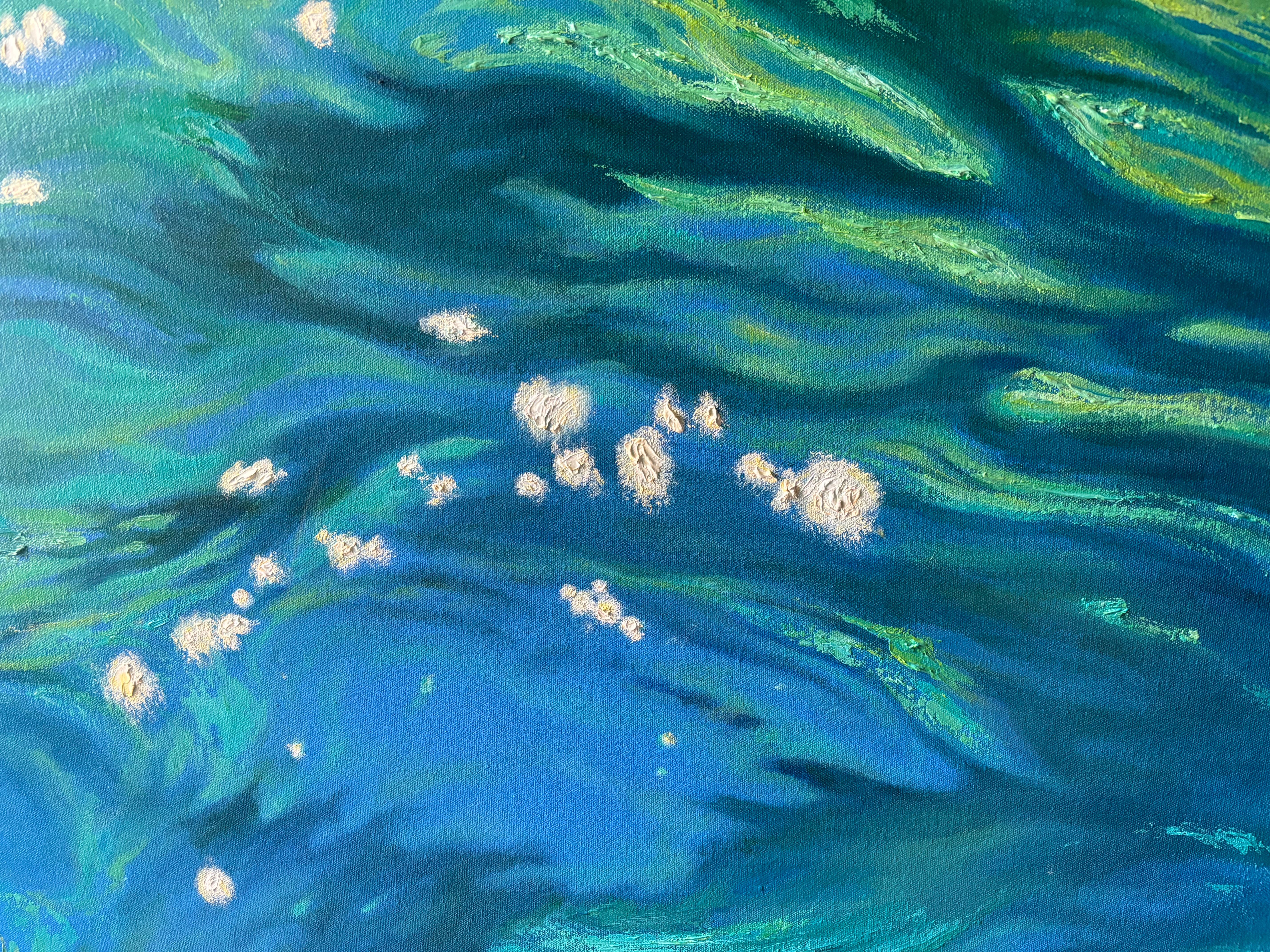 Fluss 28 Blau Abstrakt – Painting von Staszek Kotowski