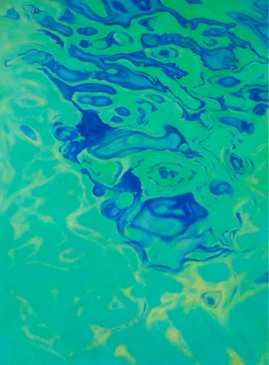 Summer - Blue Abstract Painting by Staszek Kotowski