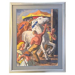 "State Fair Scene with Horses & Merry-Go-Round", American Scene Painting, 1947