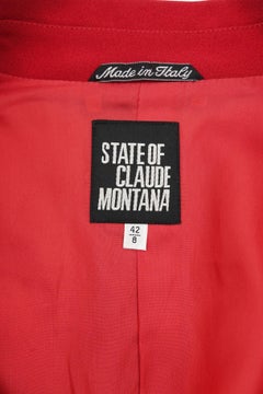 Conjunto de traje de crepé asimétrico sin mangas rojo de Claude Montana