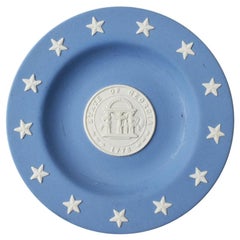 Vintage State of Georgia Jasperware Collectible Plate in Blue and Cream by Wedgwood