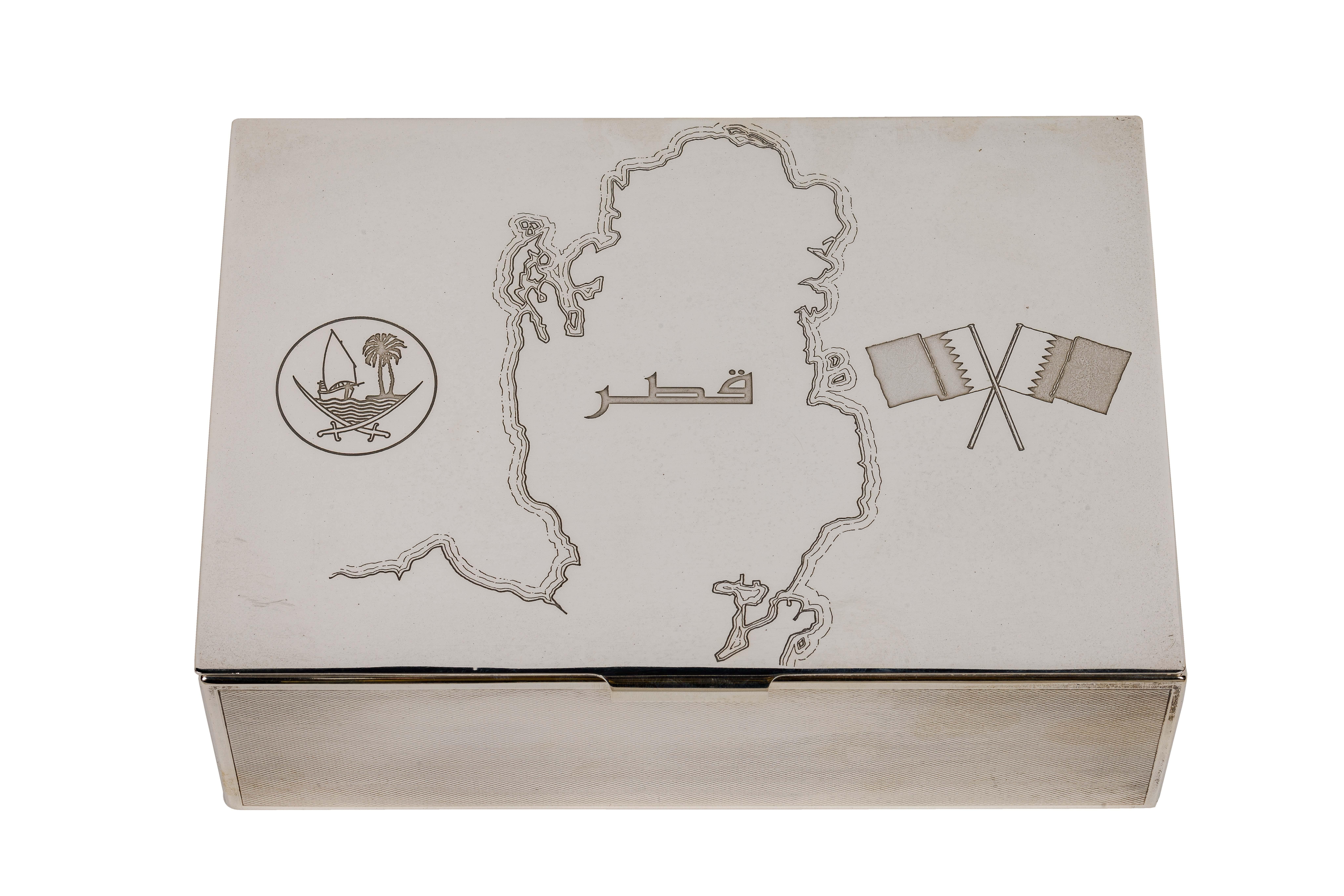 State of Qatar and Grant Macdonald, a Rare Silver Humidor Box For Sale 8