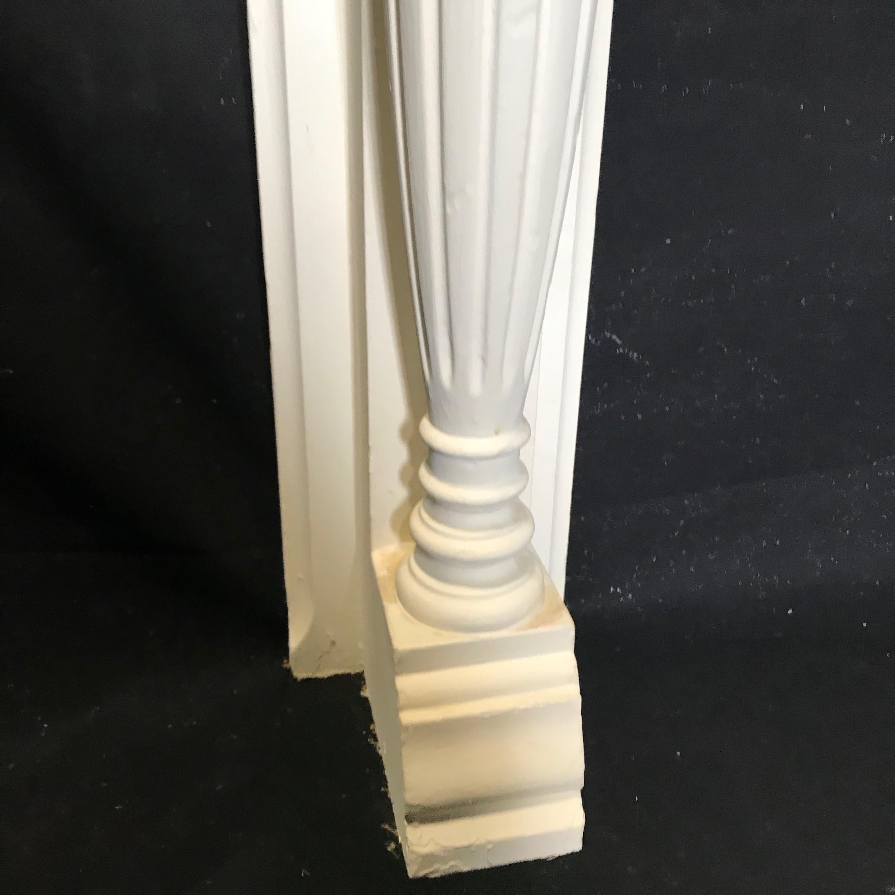 American Stately 19th Century Federal Carved White Fireplace Mantel with Columns