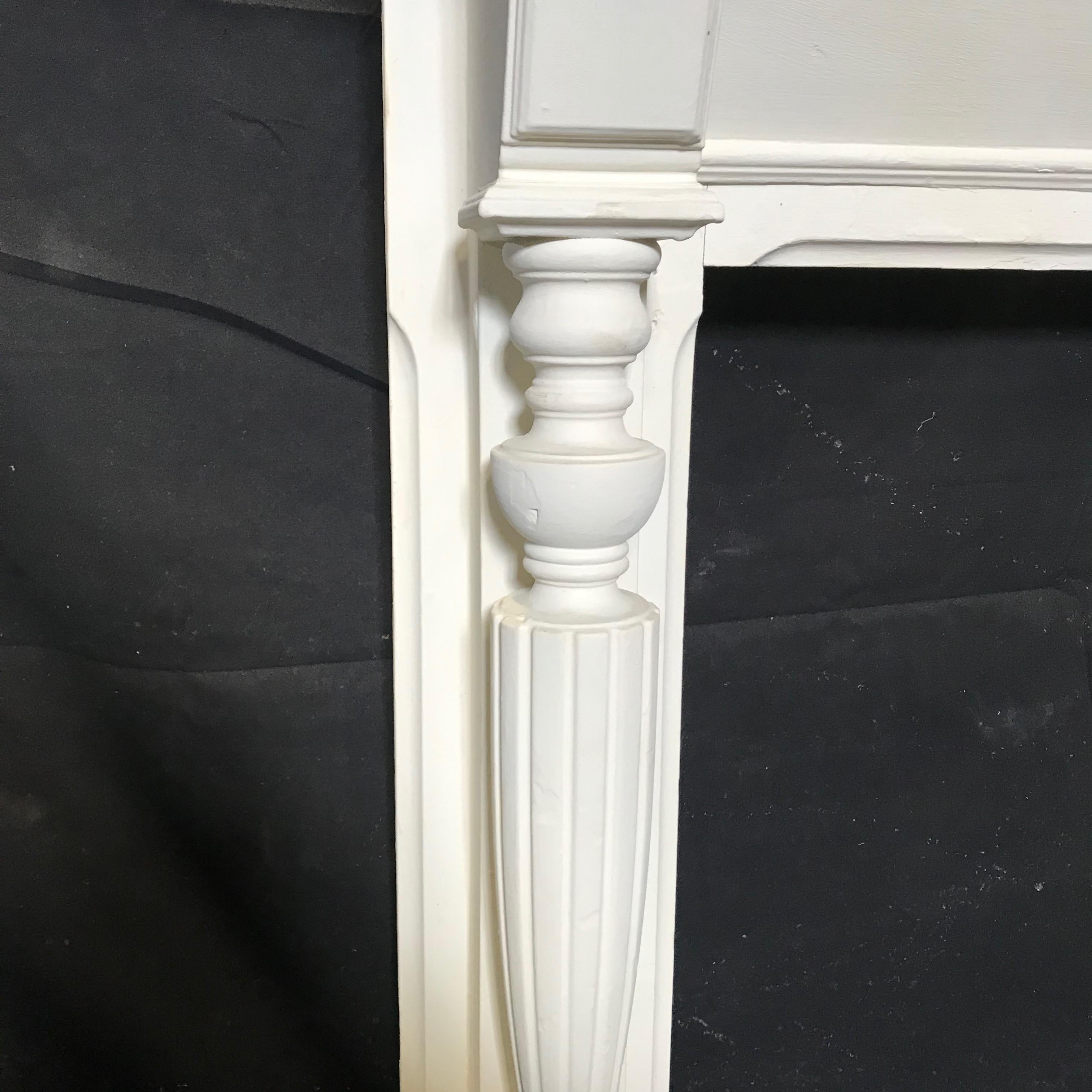 Stately 19th Century Federal Carved White Fireplace Mantel with Columns 3