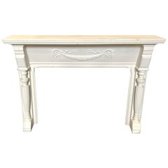 Stately 19th Century Federal Carved White Fireplace Mantel with Columns