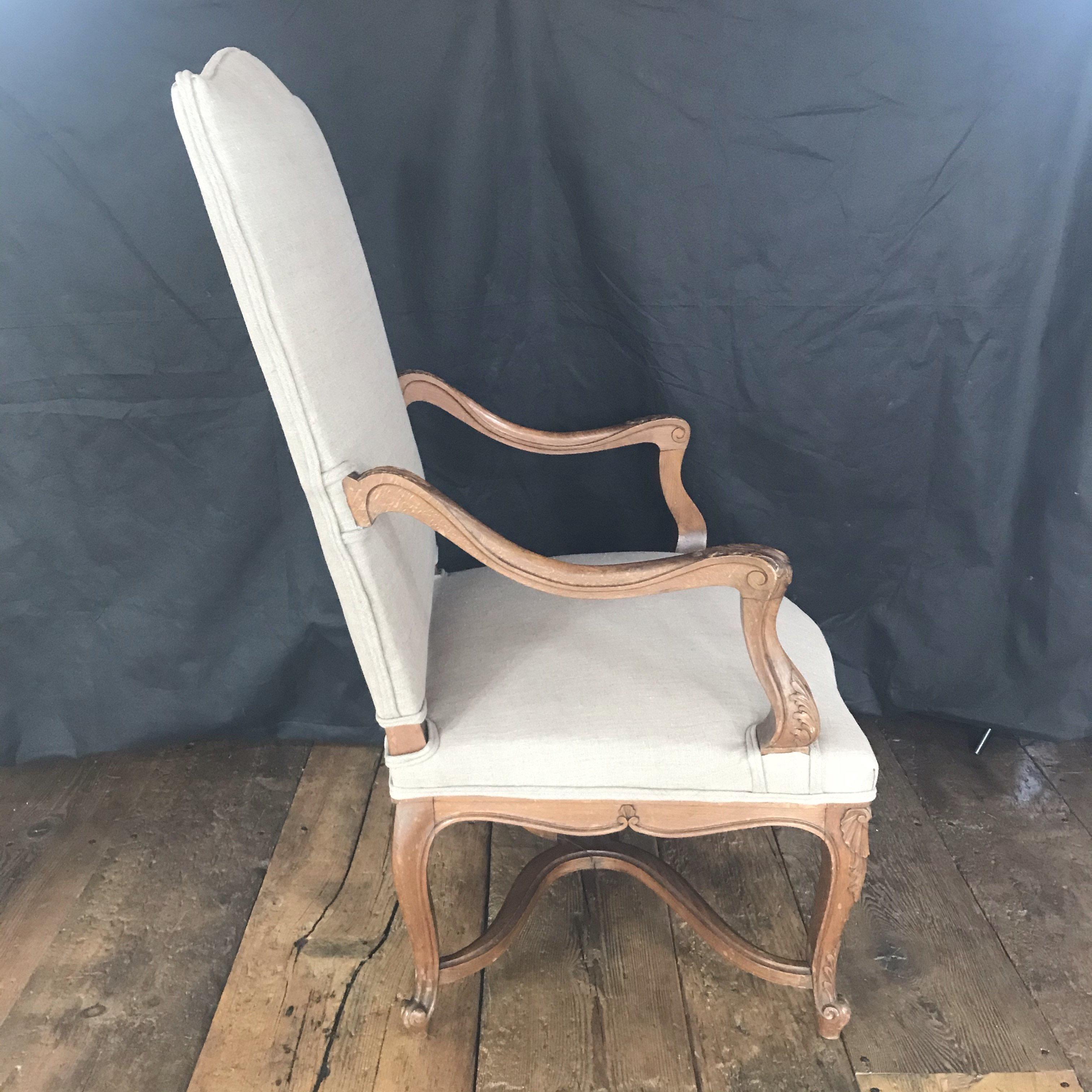 Stately 19th Century French Carved Walnut Louis XV Arm Chair  In Good Condition In Hopewell, NJ