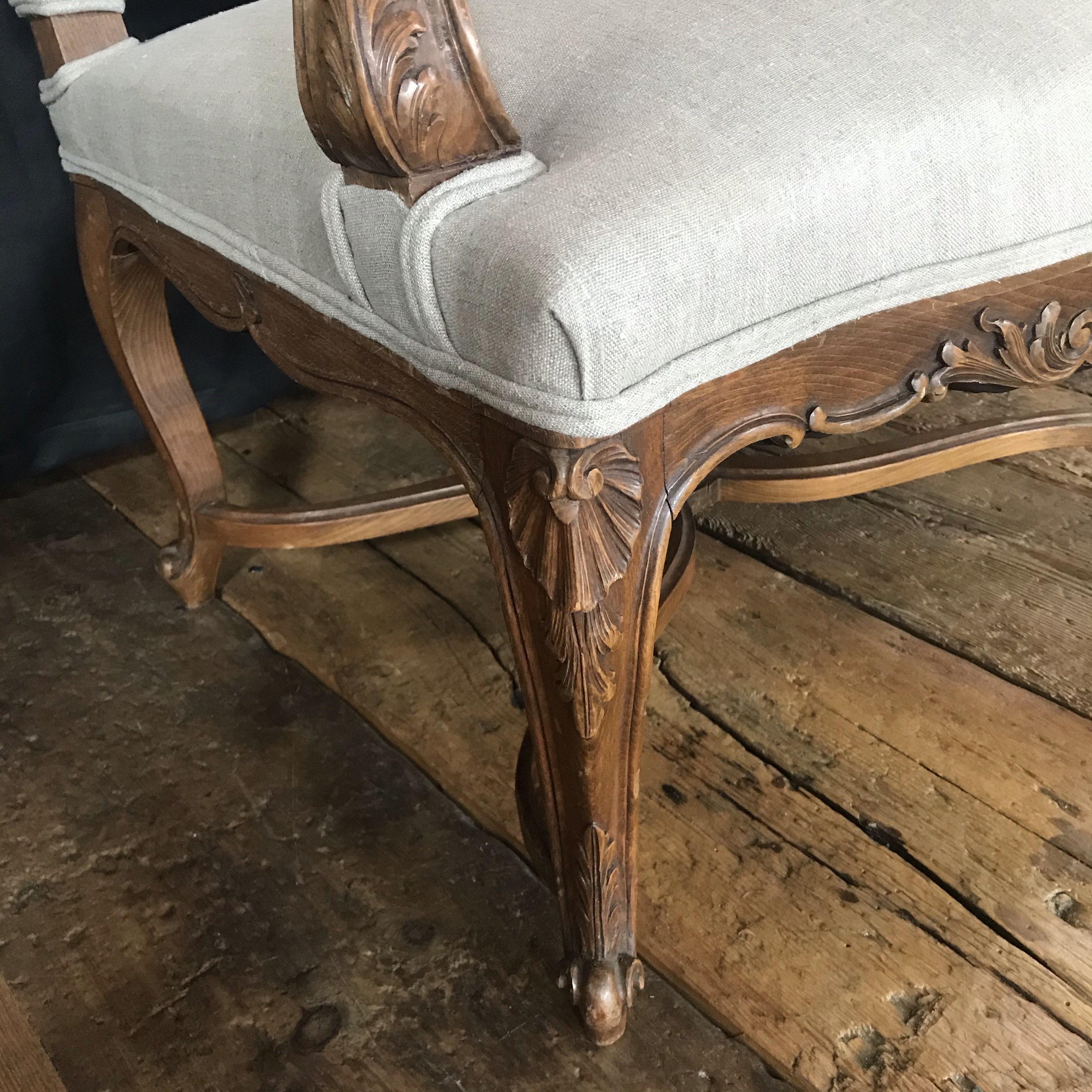 Stately 19th Century French Carved Walnut Louis XV Arm Chair  2