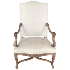 Stately 19th Century French Carved Walnut Louis XV Arm Chair 