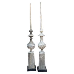 Stately and Tall Pair of French Napoleon III Zinc Roof Finials