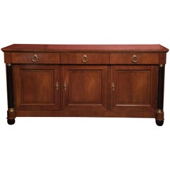 Stately Baker Regency Style Mahogany and Ebonized Sideboard Cabinet