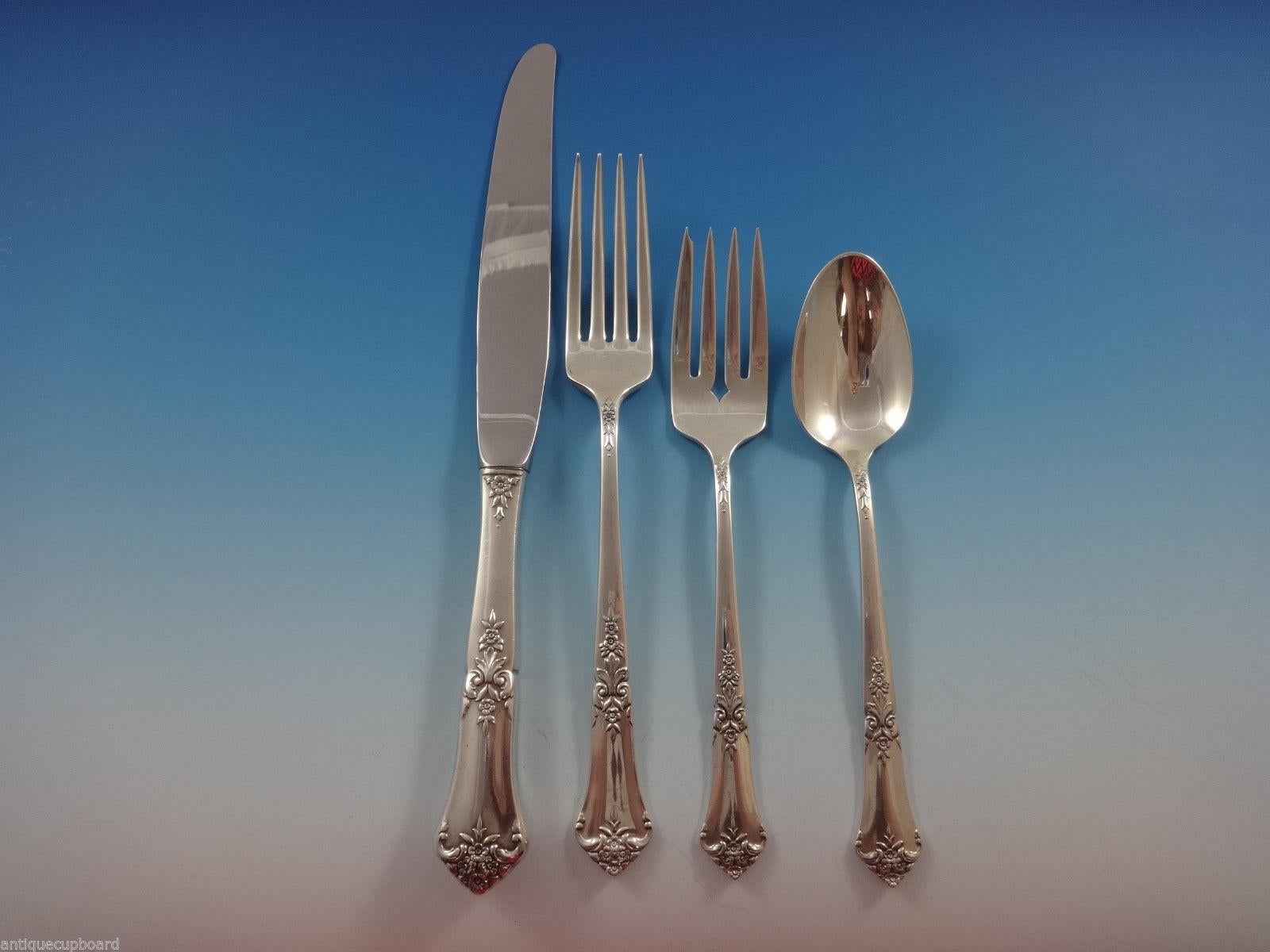 Stately by State House Sterling Silver Flatware Set For 8 Service 63 Pieces In Excellent Condition For Sale In Big Bend, WI