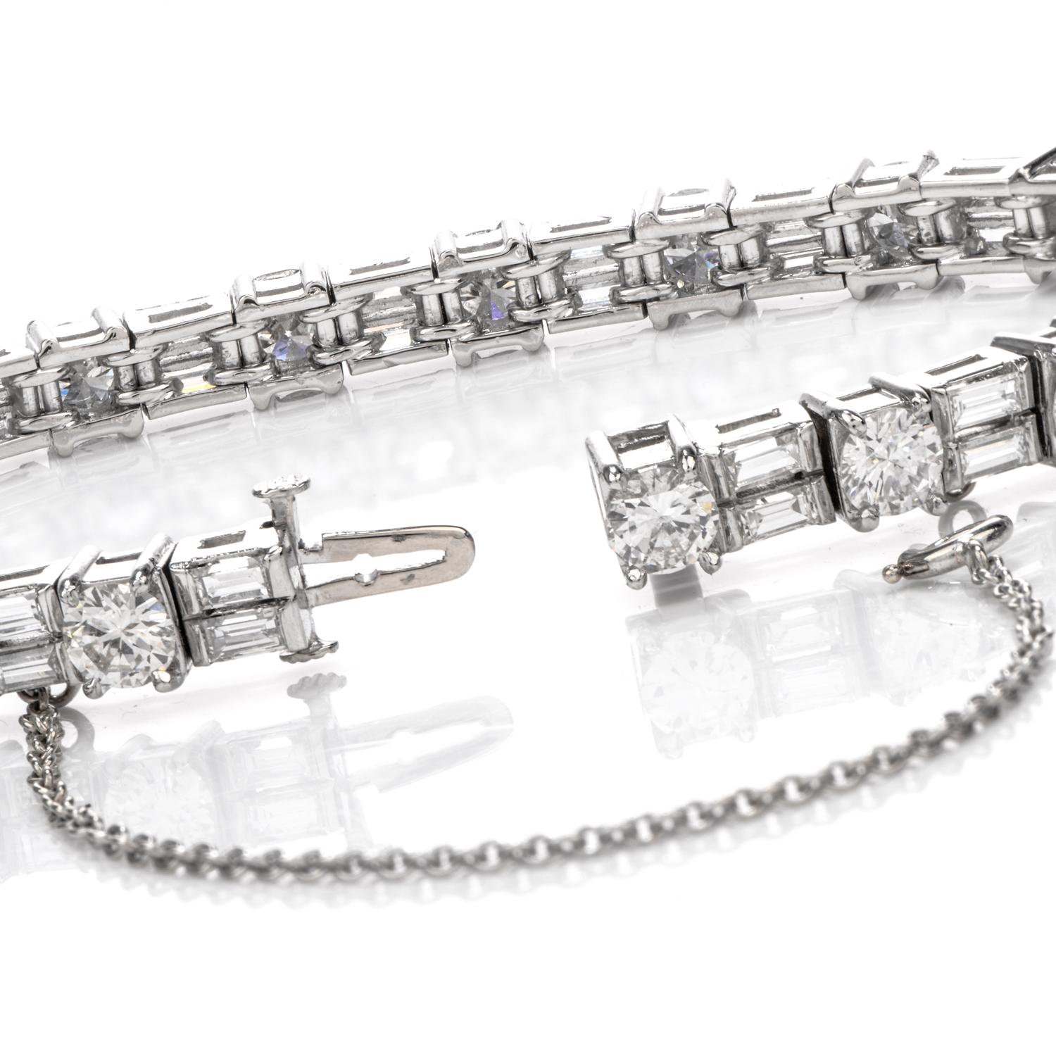 Women's Stately Carat Natural Diamond Platinum Line Bracelet
