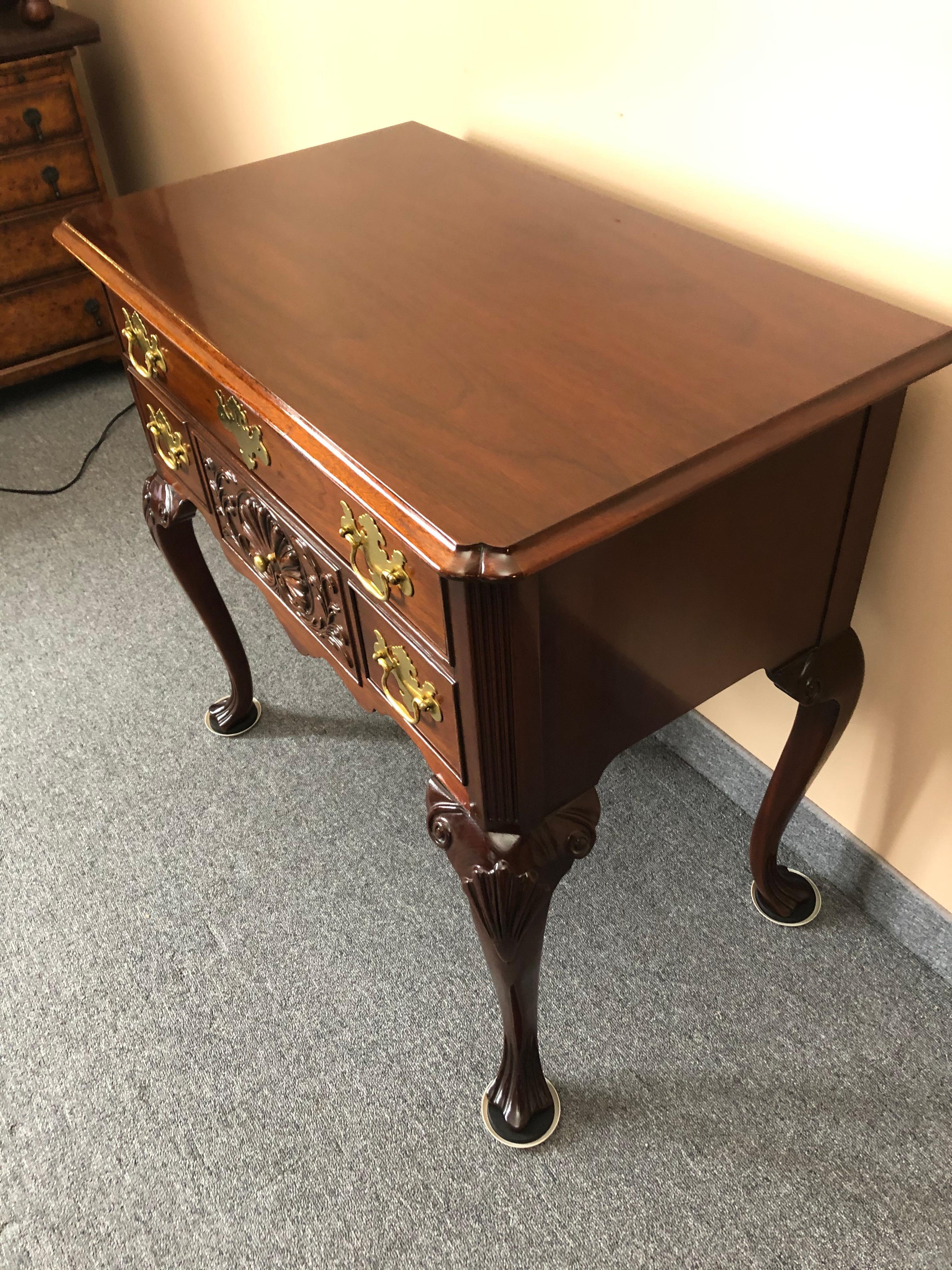 Late 20th Century Stately Chippendale Style Mahogany Lowboy Chest of Drawers For Sale