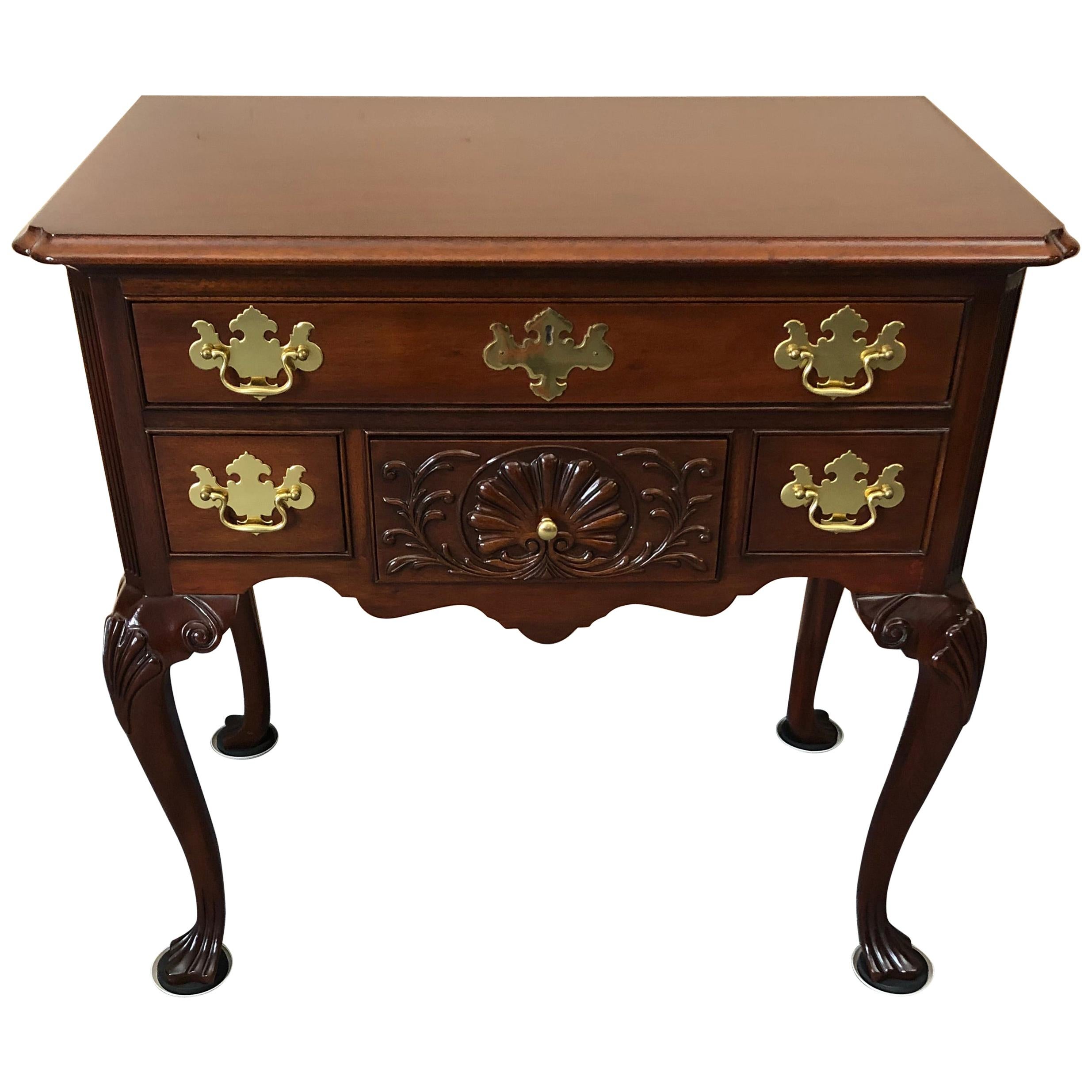 Stately Chippendale Style Mahogany Lowboy Chest of Drawers For Sale