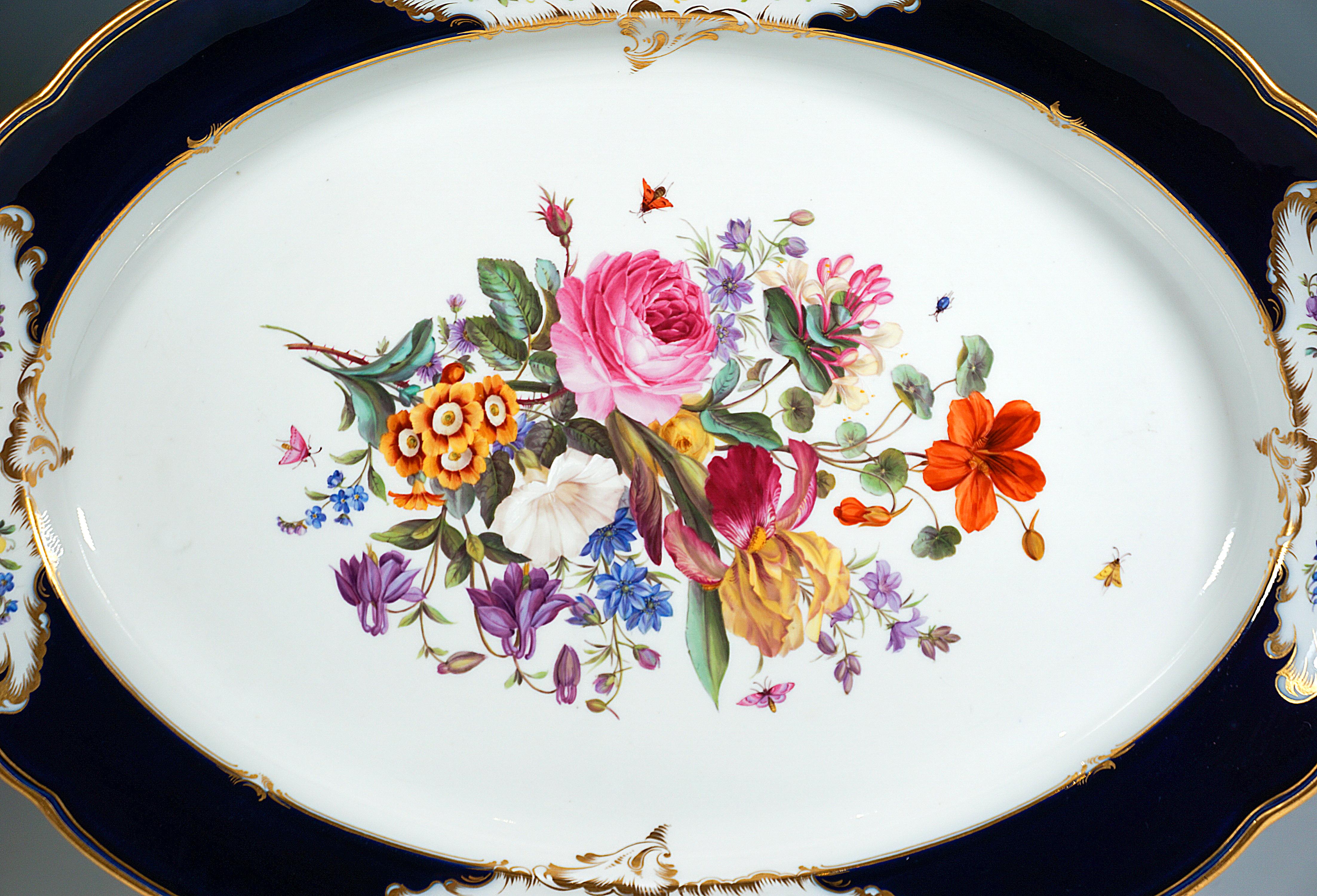 Baroque Stately Exceptionally Large Meissen Ceremonial Plate with Bouquet Painting, 1870