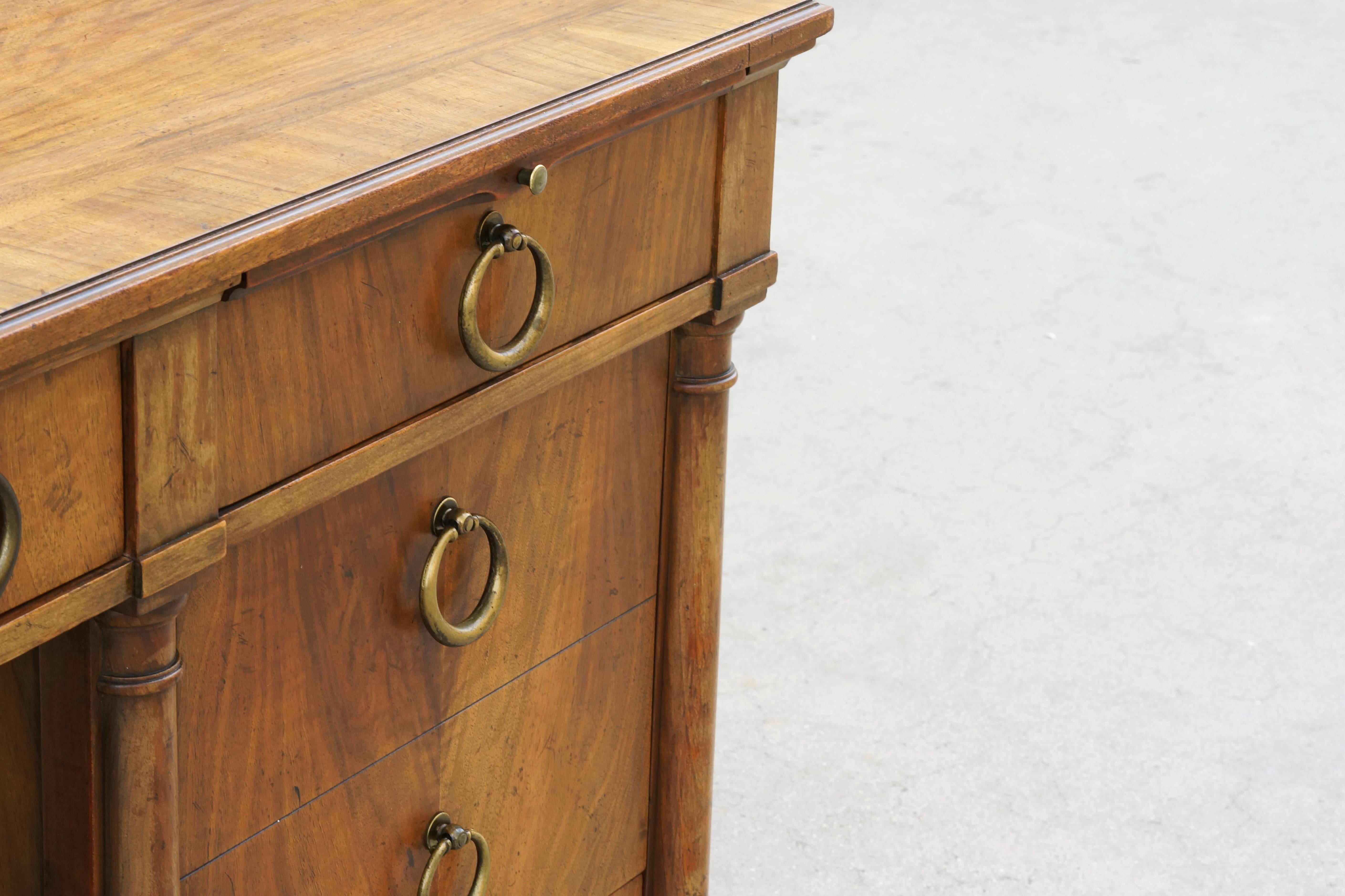 American Classical Stately Executive Desk in Solid Walnut by Baker