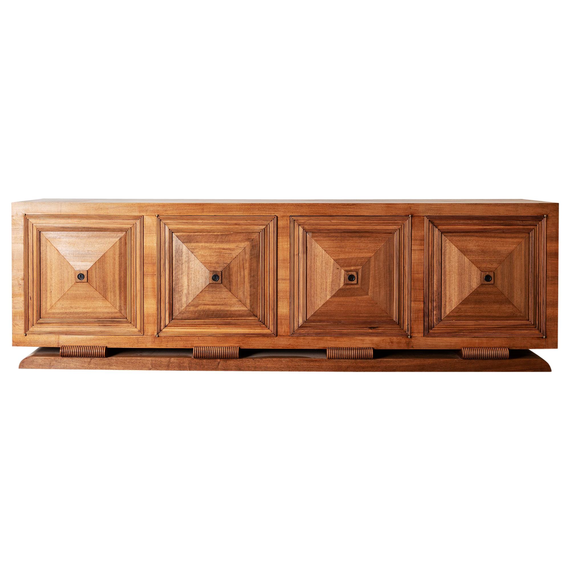 Stately French Late Deco Credenza in Walnut, 1940s