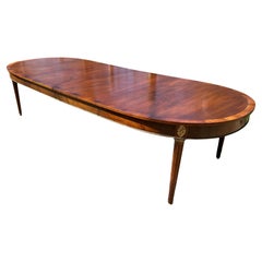 Stately French Louis XVI Directoire Style Mahogany Oval Dining Table