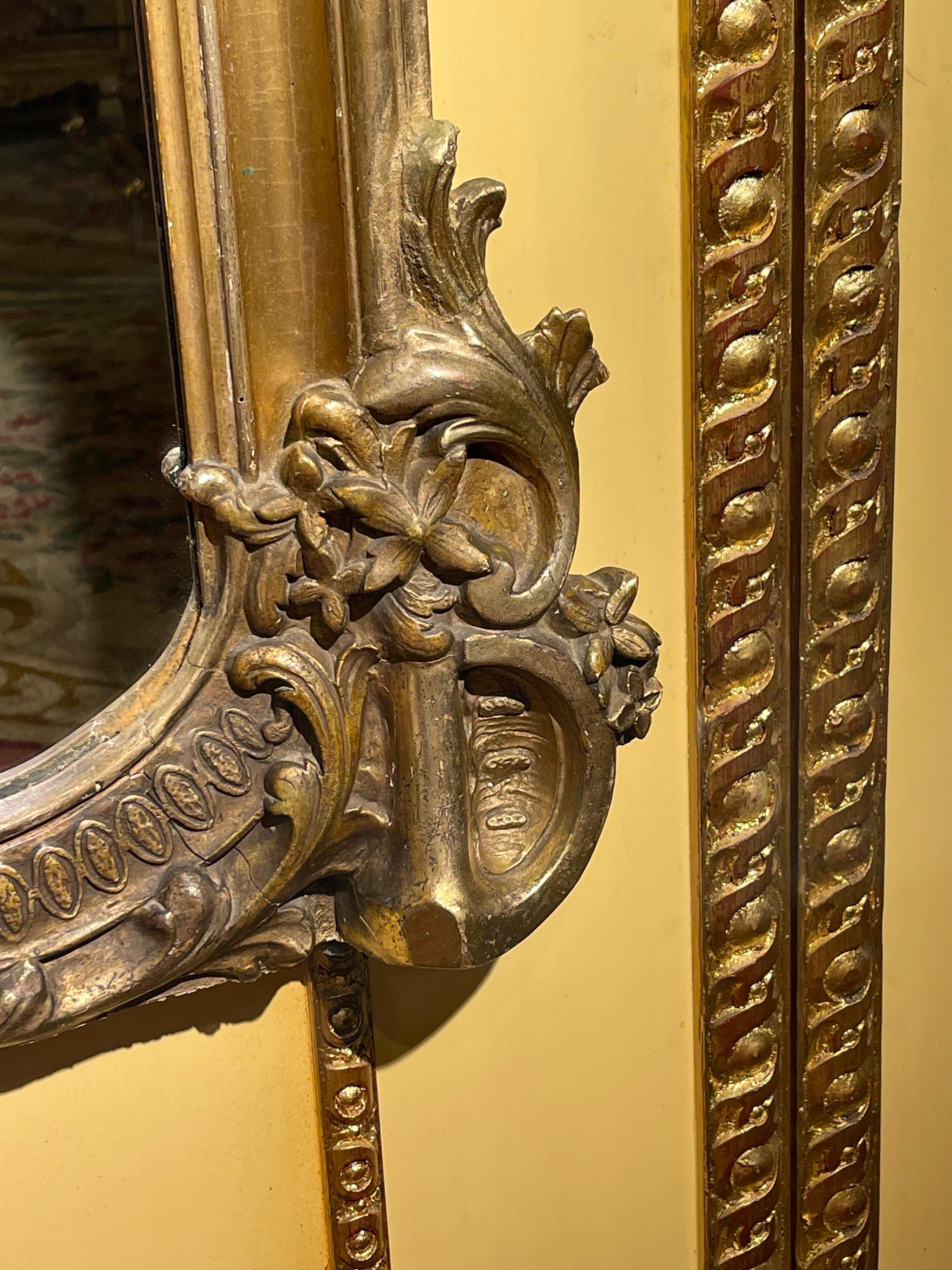 Stately Gilded Parlor Wall Mirror, Napoleon III For Sale 1