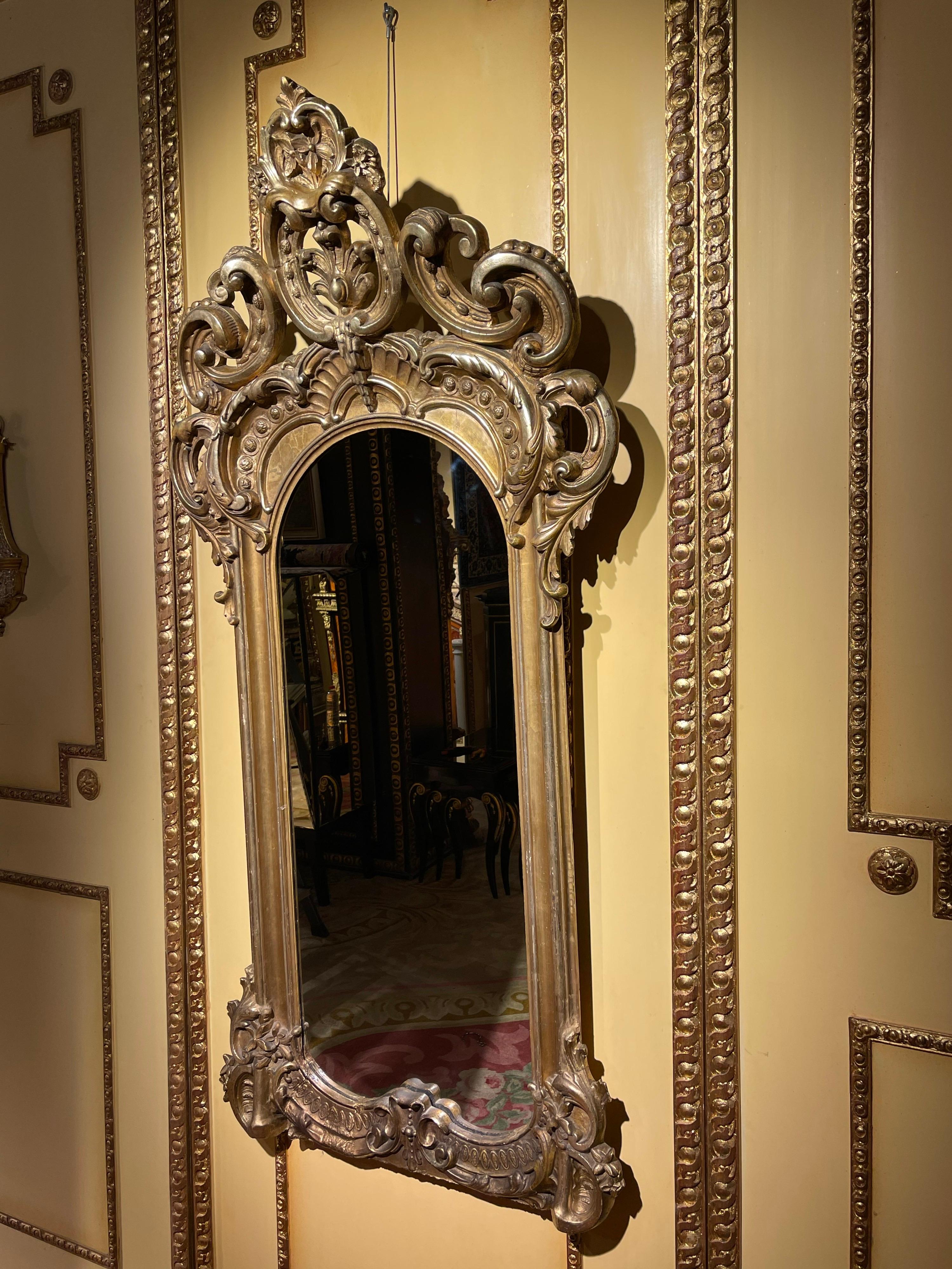 Stately Gilded Parlor Wall Mirror, Napoleon III For Sale 3