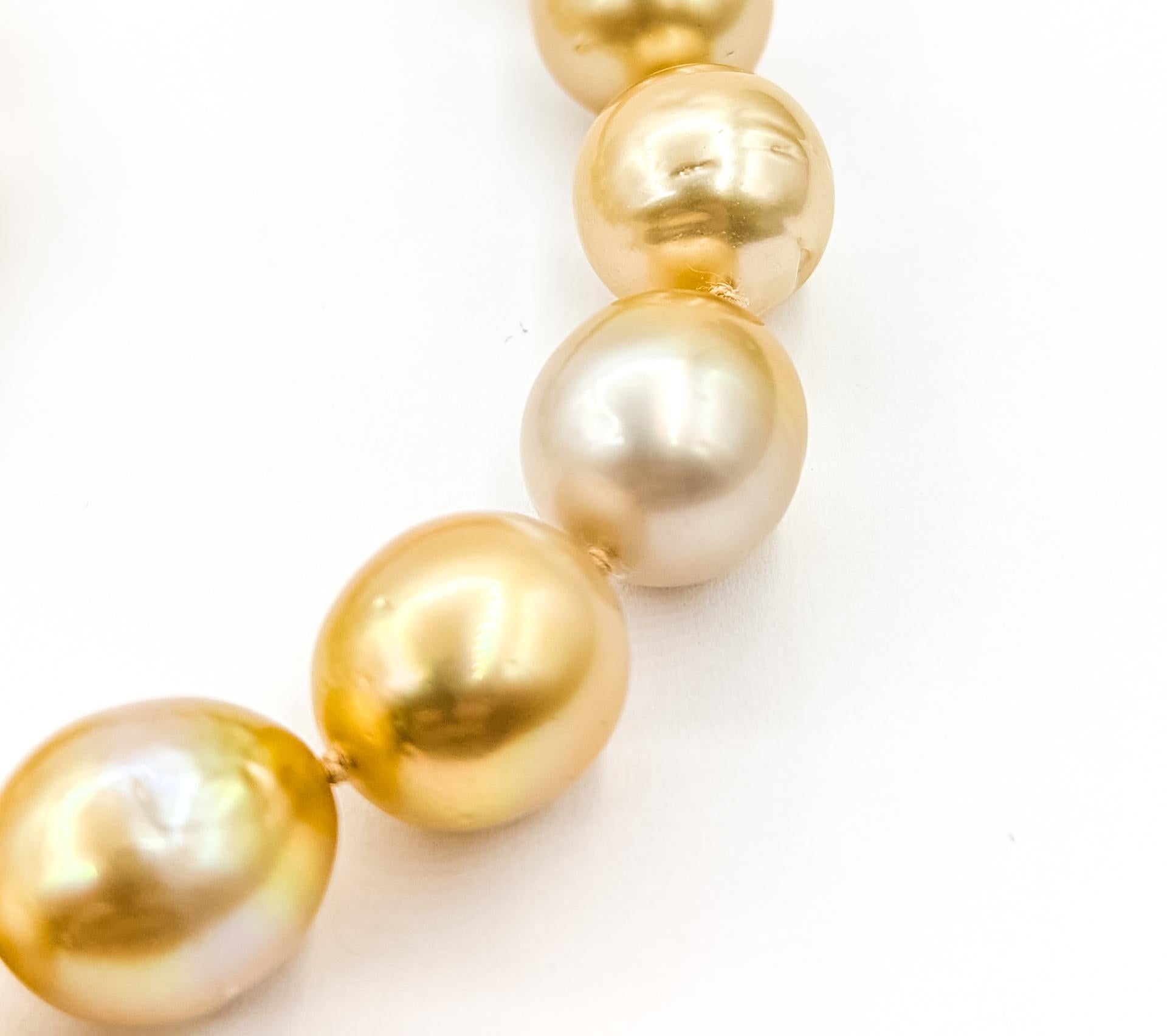 Elegante collana di perle dorate in oro giallo 14 carati In condizioni ottime in vendita a Bloomington, MN