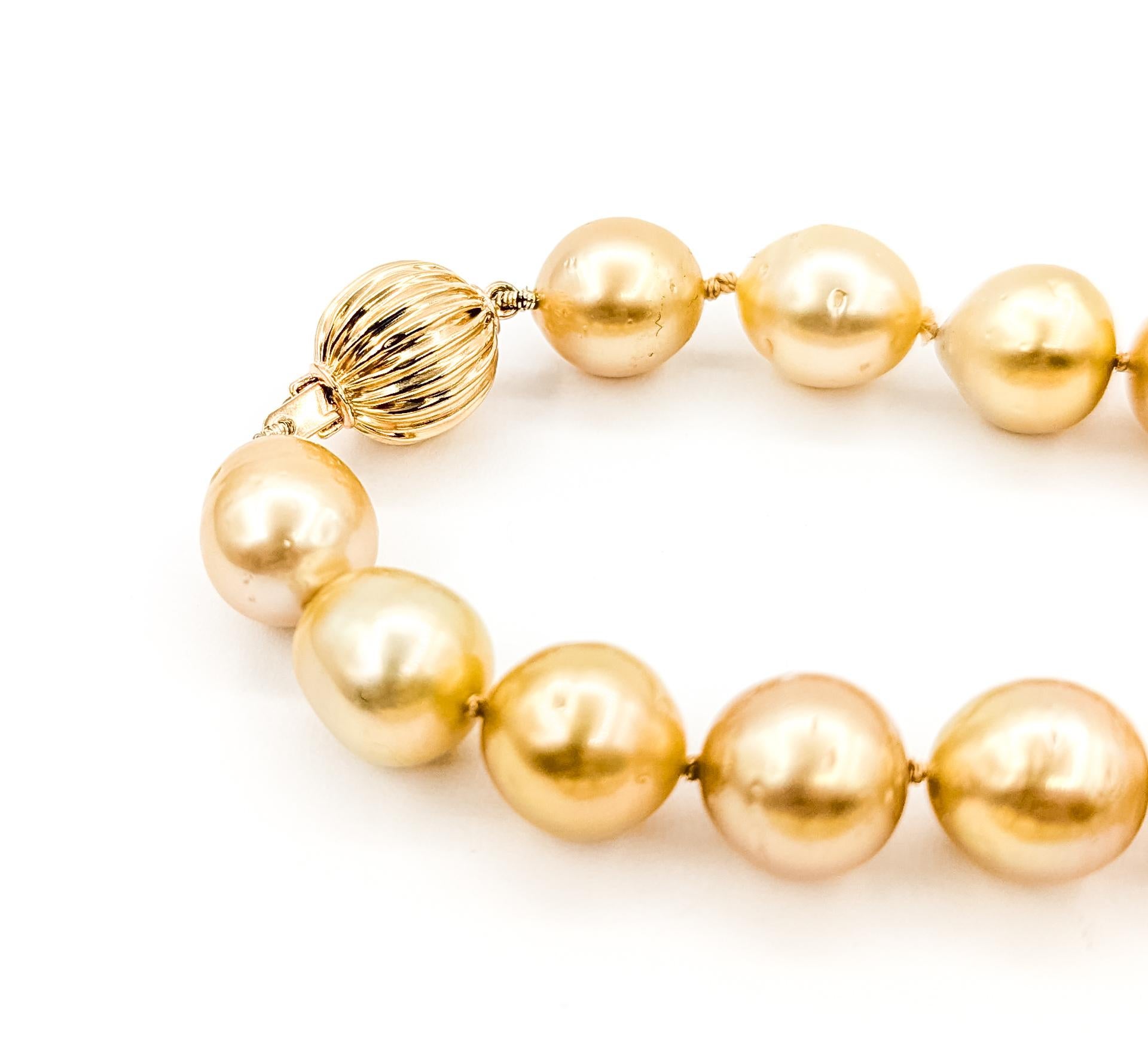 Elegante collana di perle dorate in oro giallo 14 carati in vendita 2