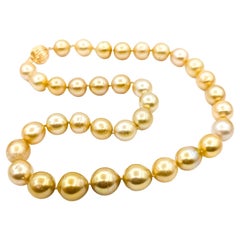 Collier de perles dorées en or jaune 14k