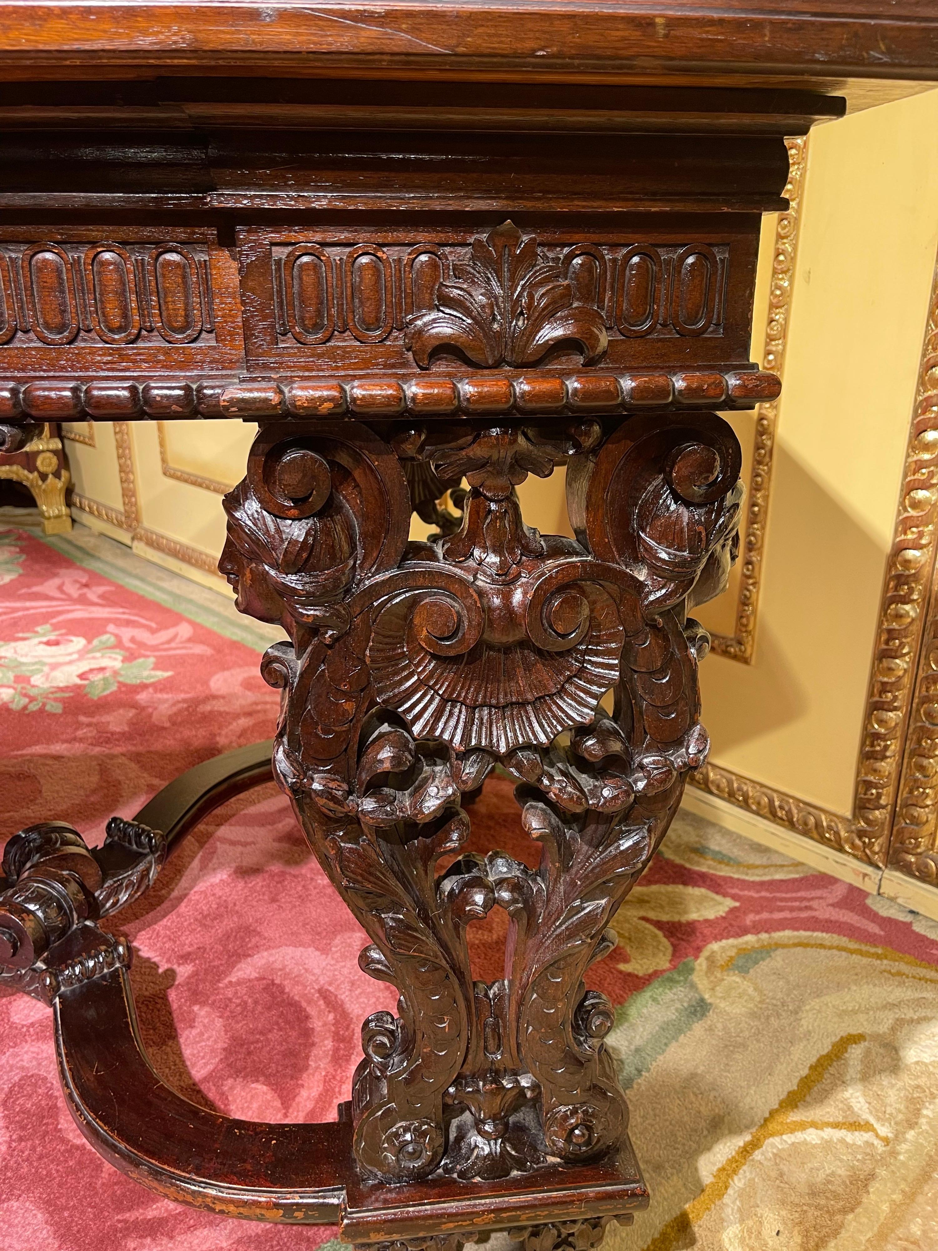 Stately Historicism Salon Table, Solid Oak, around 1880 For Sale 5