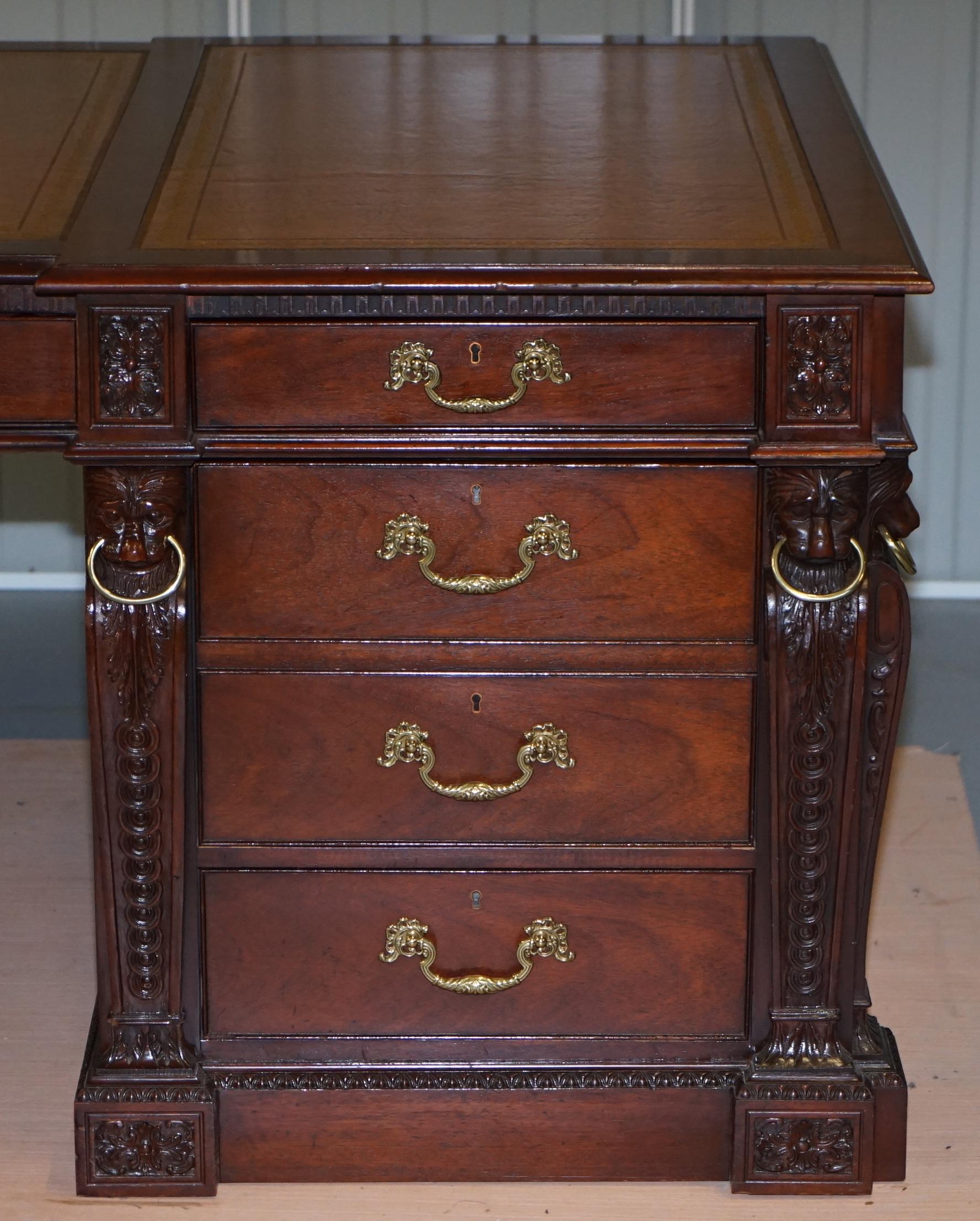 Georgian Stately Homes William Kent 1740 Chippendale Pedestal Desk Twin Sides