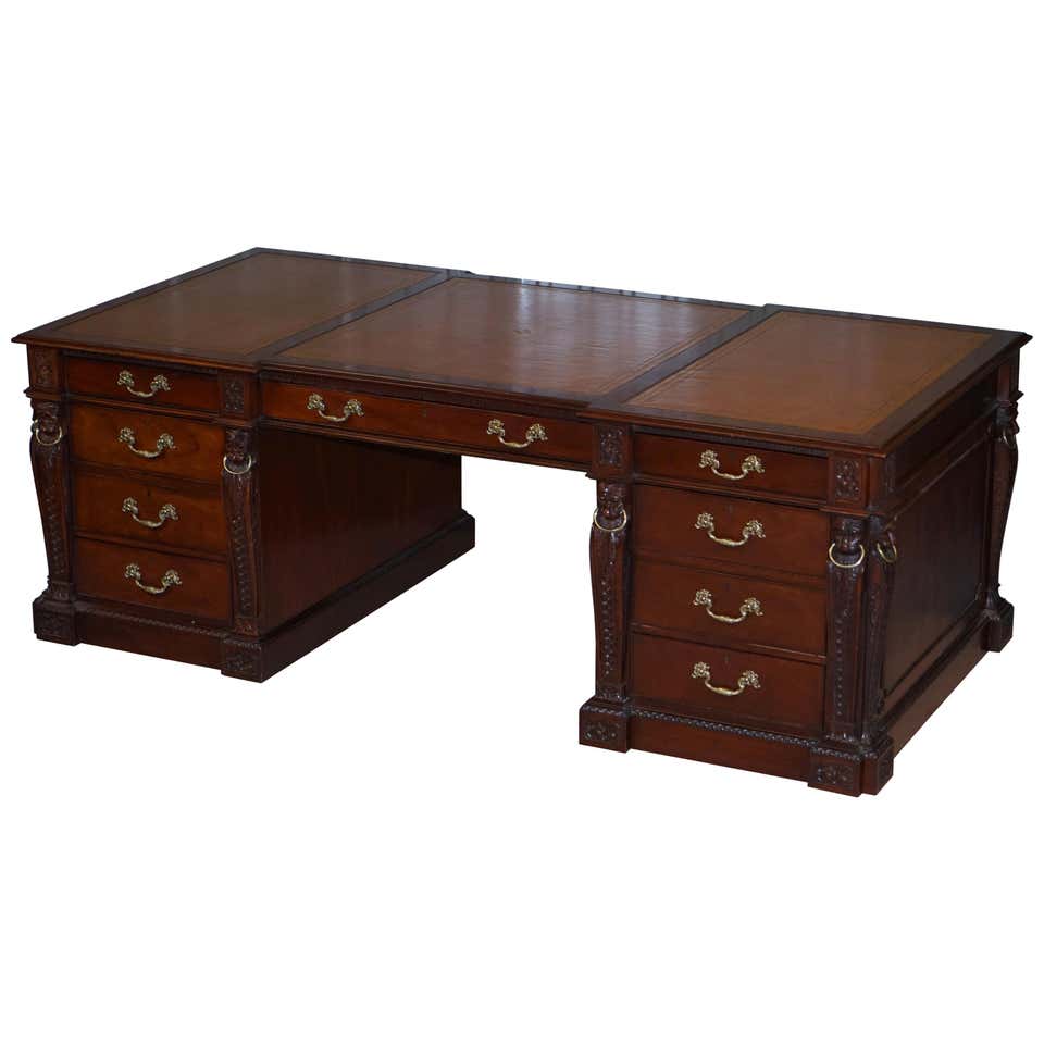 Stately Homes William Kent 1740 Chippendale Pedestal Desk Twin Sides at ...