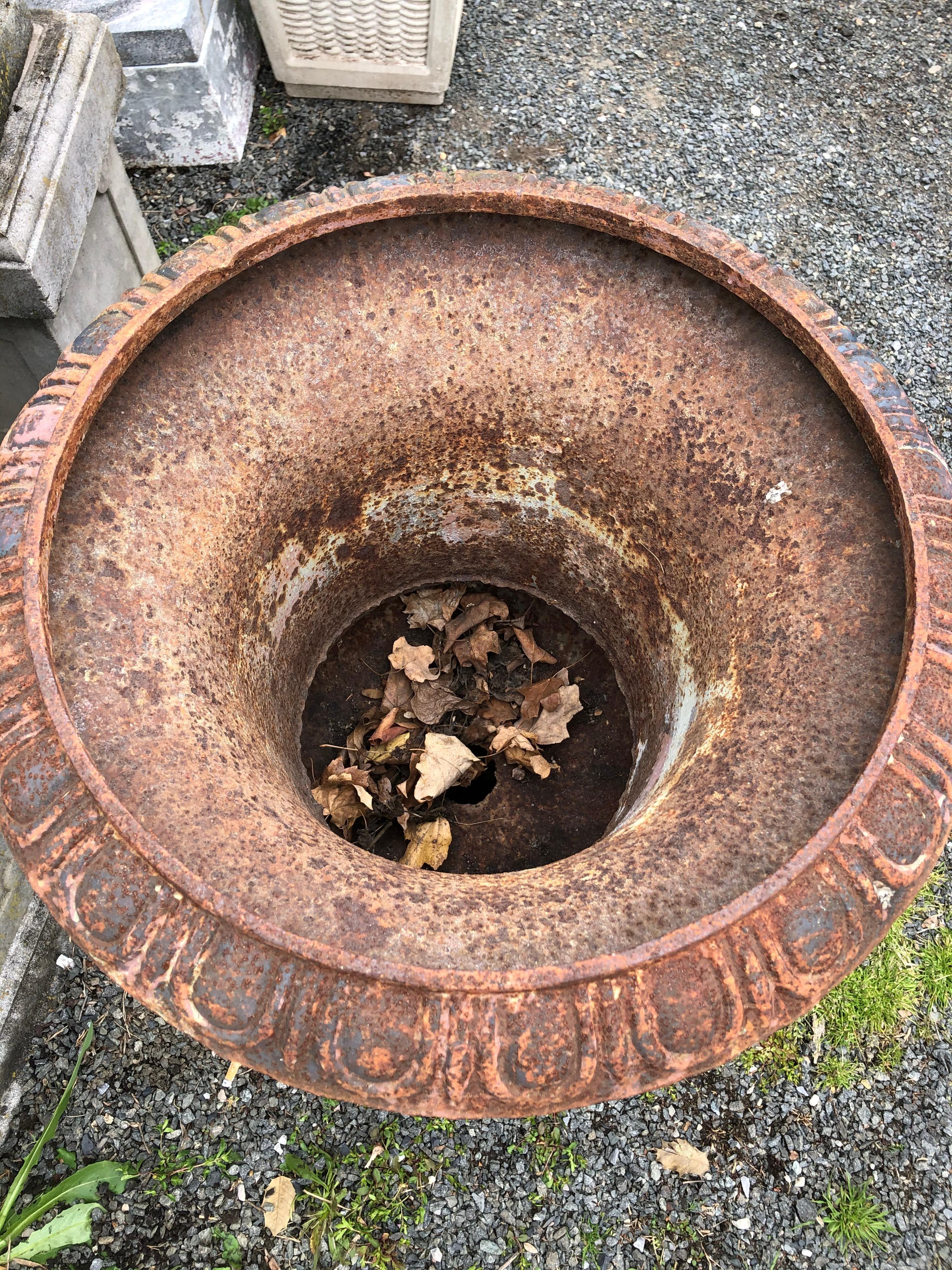 rusted cast iron planter