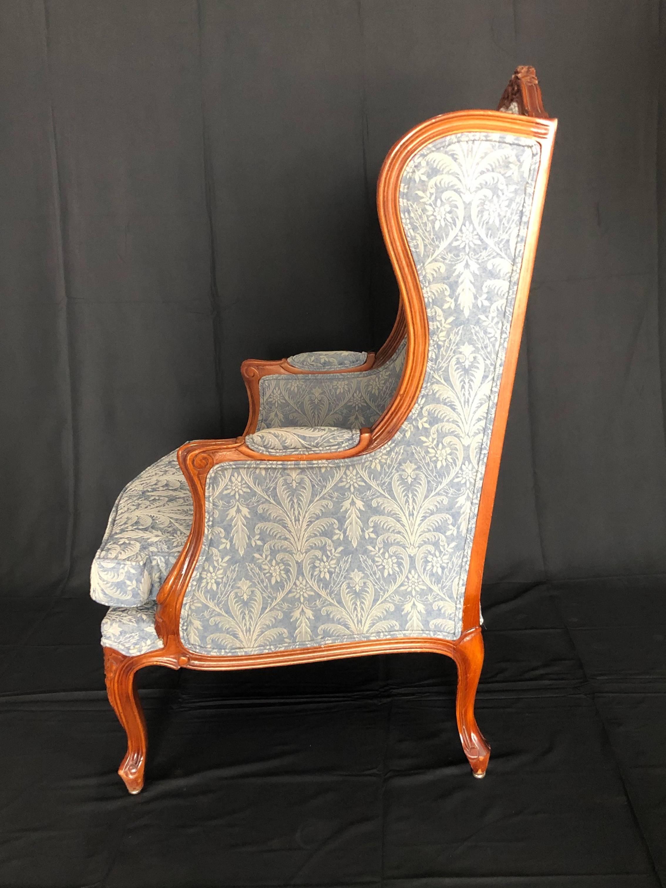 Stately Louis XV Style Carved Wingback Armchair 1