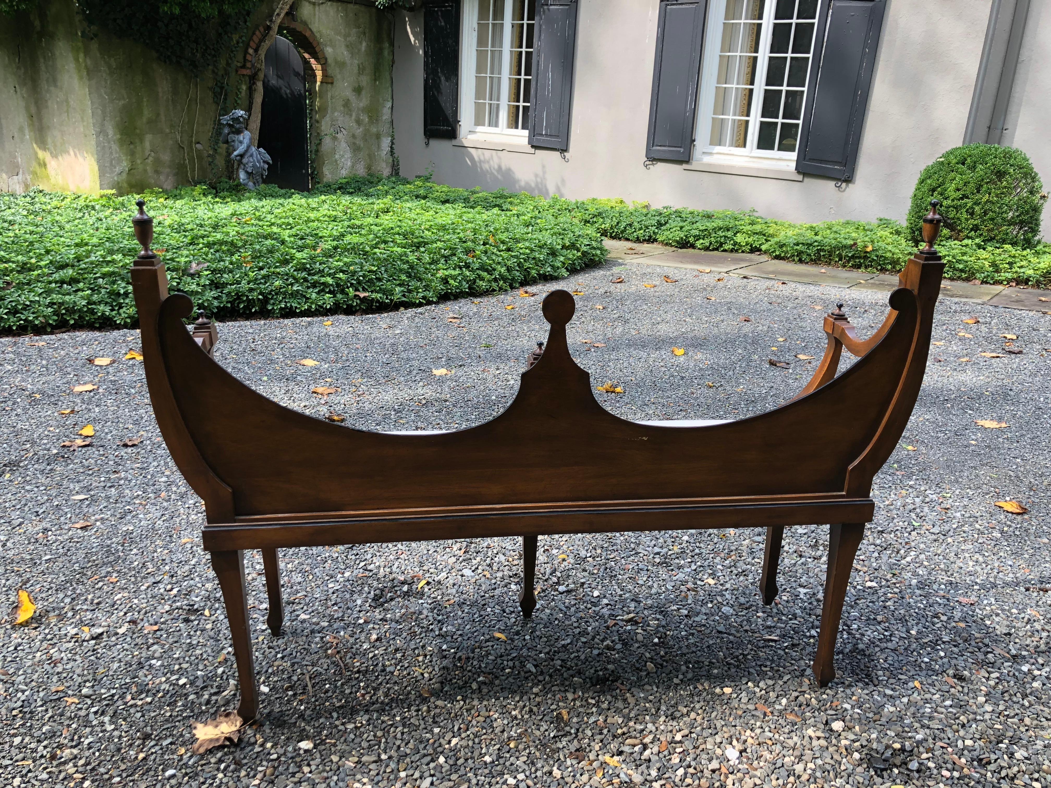 American Stately Neoclassical Style Fruitwood Bench