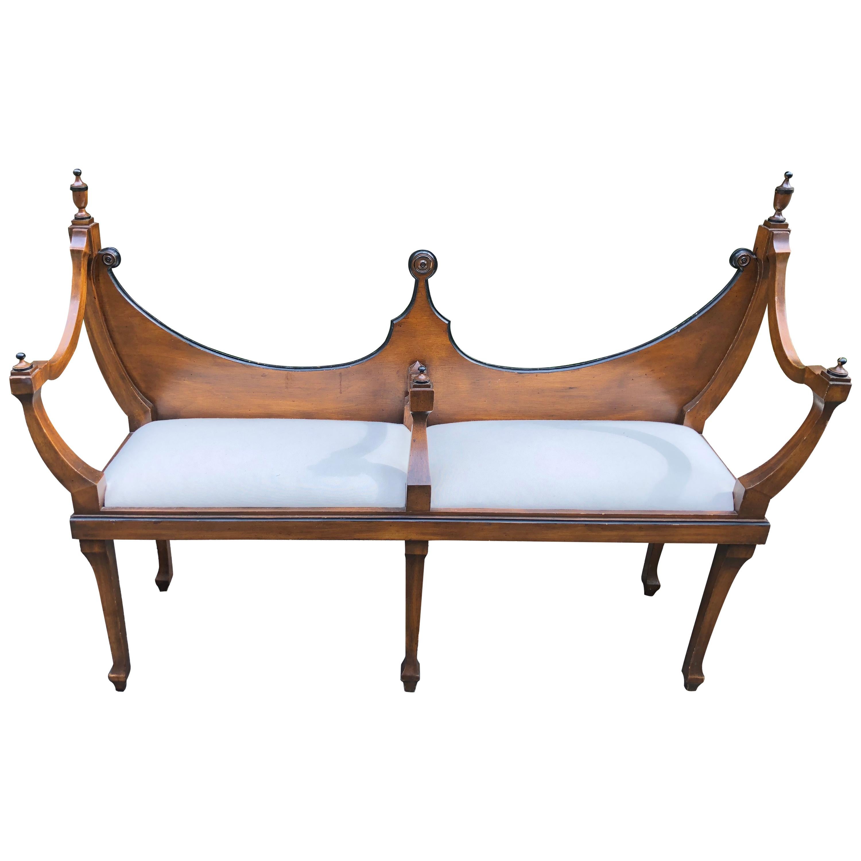 Stately Neoclassical Style Fruitwood Bench