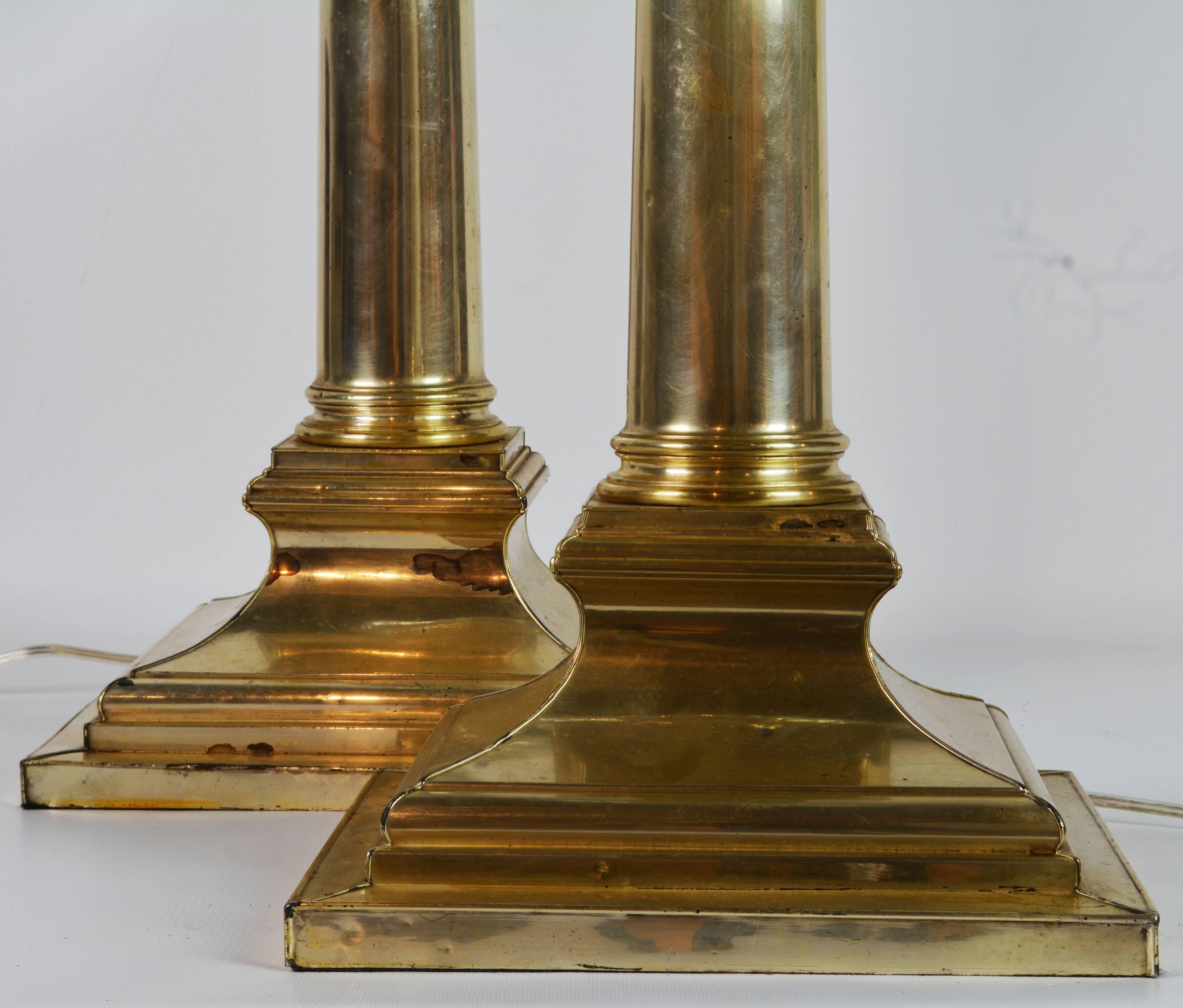 Stately Pair of 19th Century English Silvered Corinthian Column Table Lamps 8