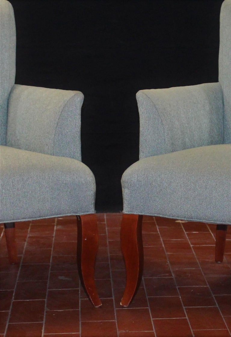 Stately Pair of Powder Blue Armchairs For Sale at 1stDibs