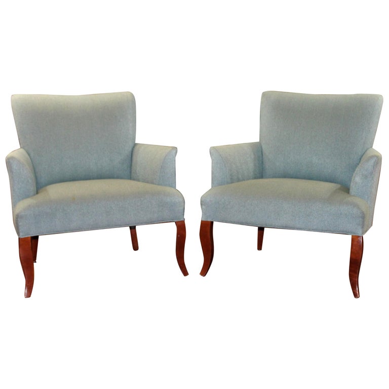 Stately Pair of Powder Blue Armchairs For Sale at 1stDibs