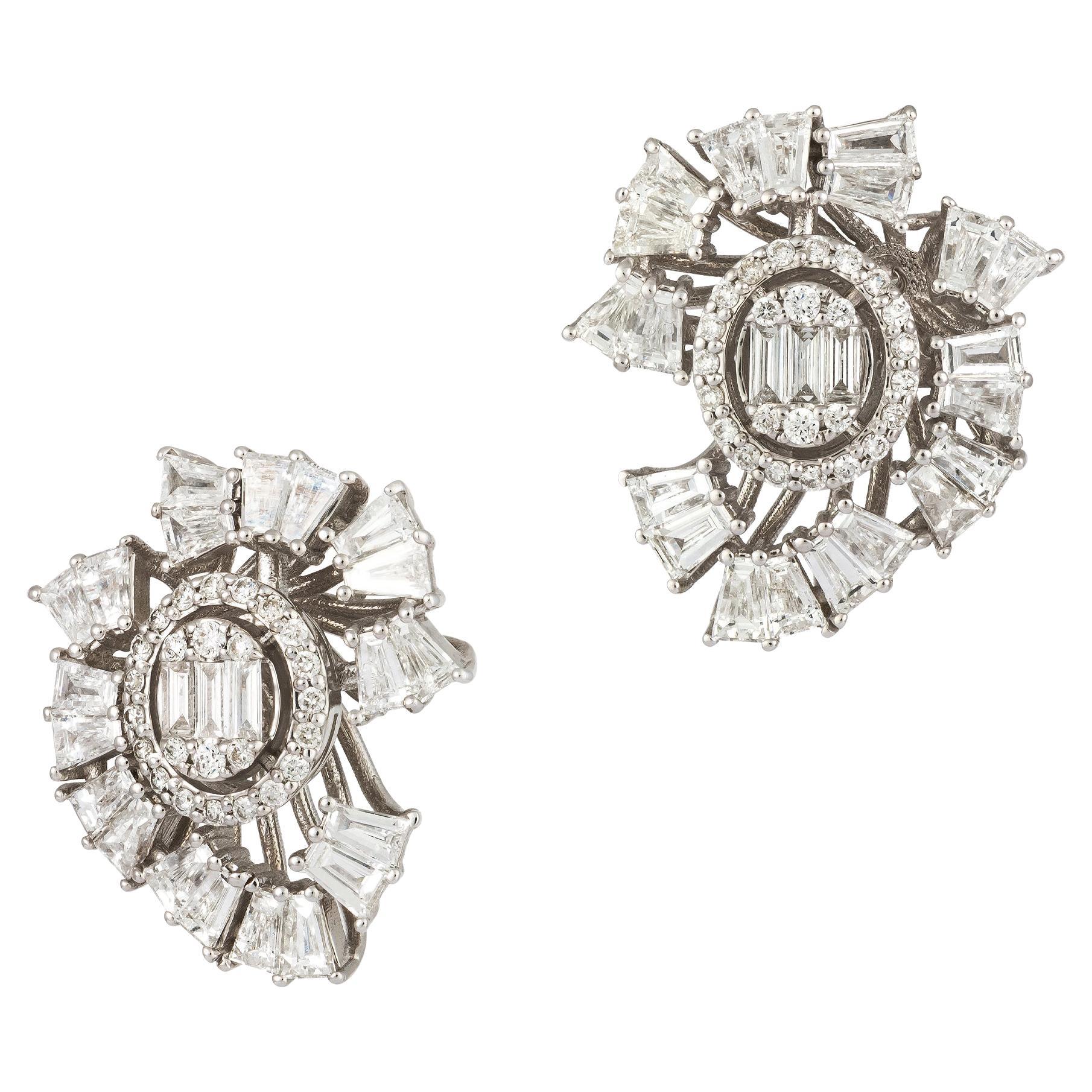 Stately Studs White Gold 18K Earrings  Diamond For Her